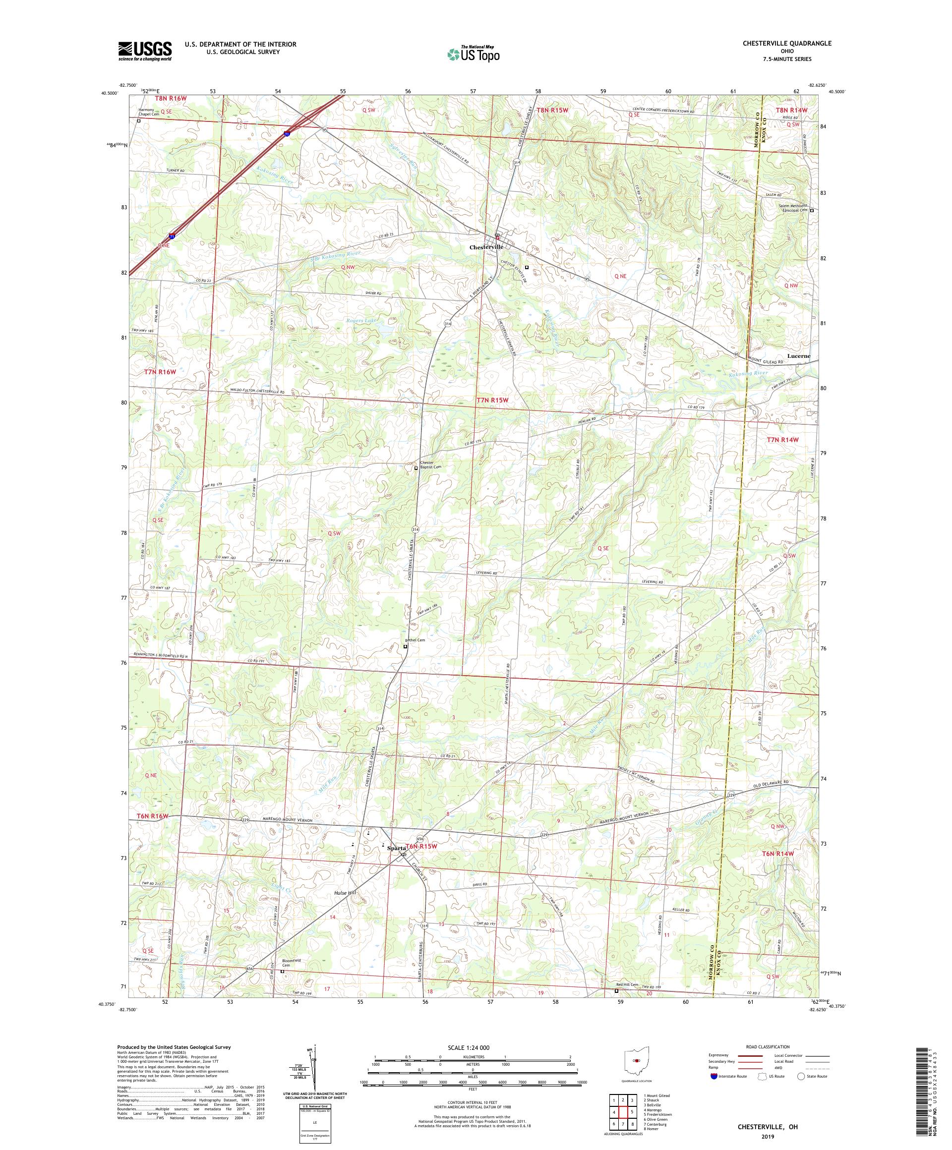 Chesterville Ohio US Topo Map – MyTopo Map Store