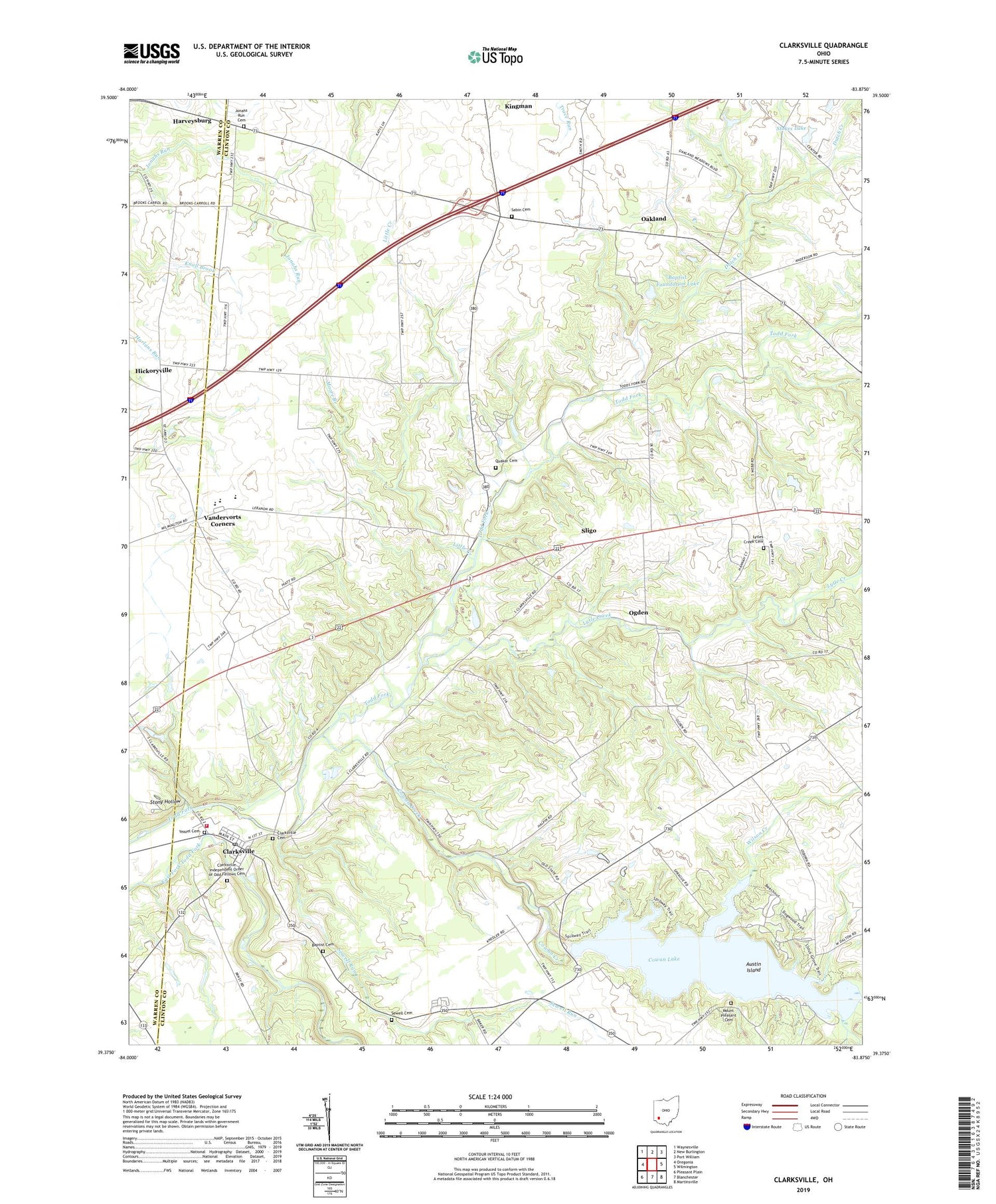 Clarksville Ohio US Topo Map Image