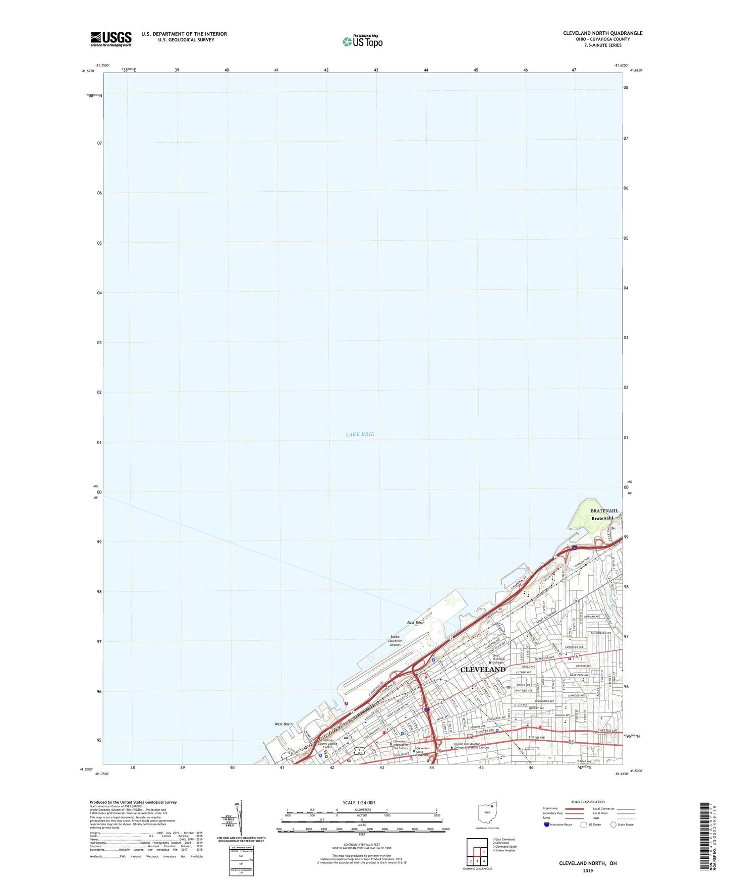 Cleveland North Ohio US Topo Map Image