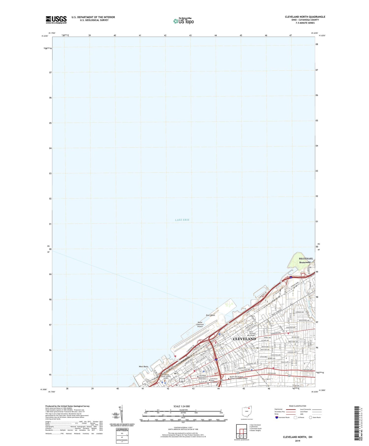 Cleveland North Ohio US Topo Map Image