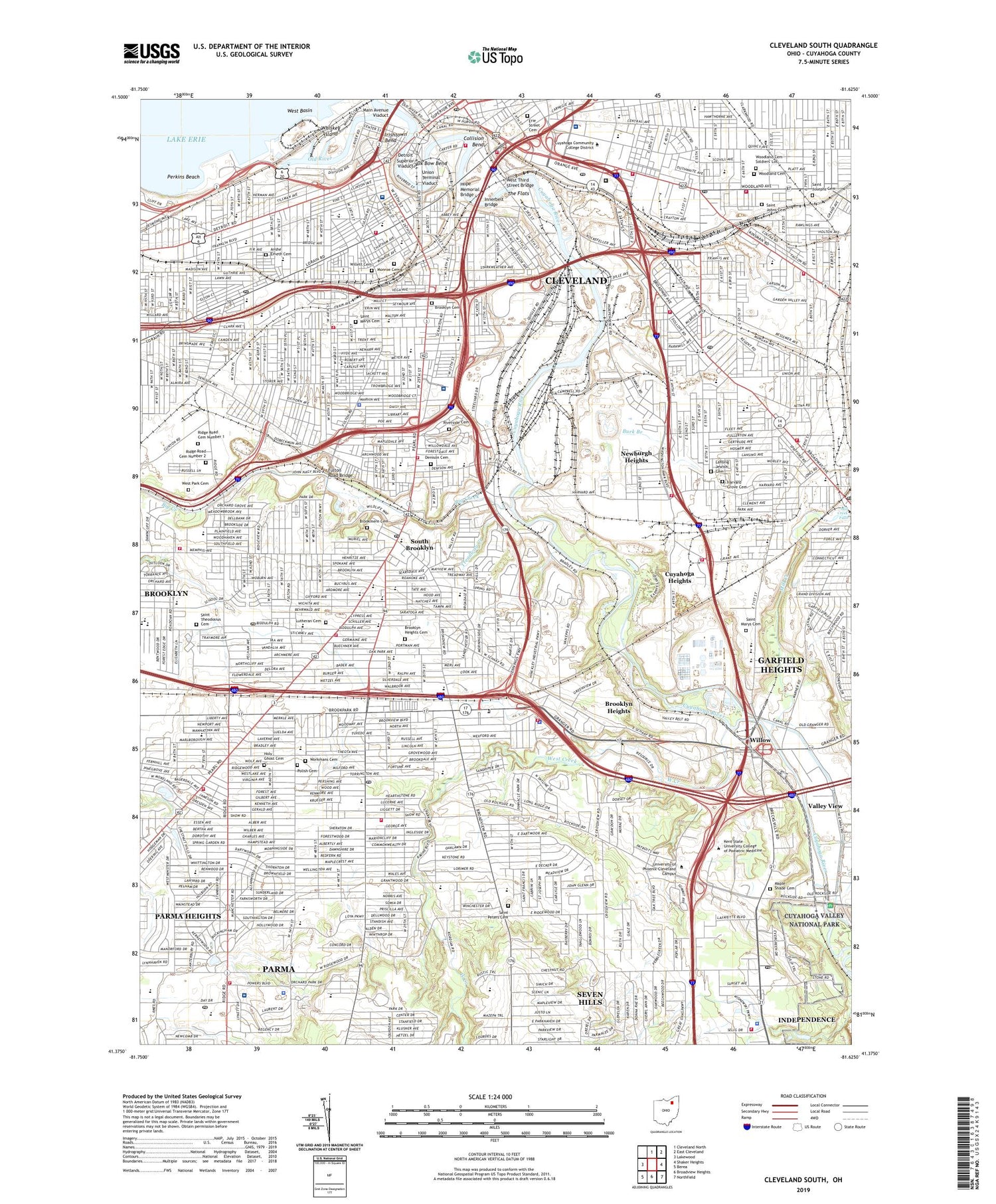 Cleveland South Ohio US Topo Map Image