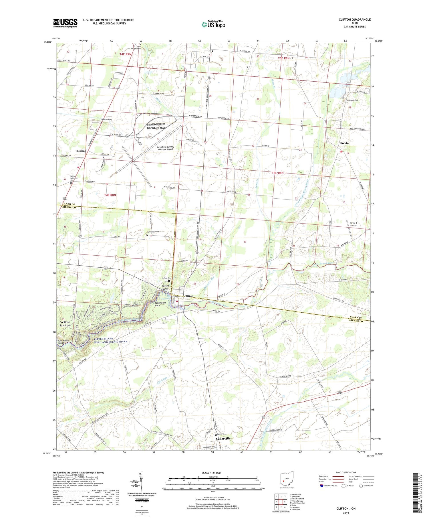 Clifton Ohio US Topo Map Image