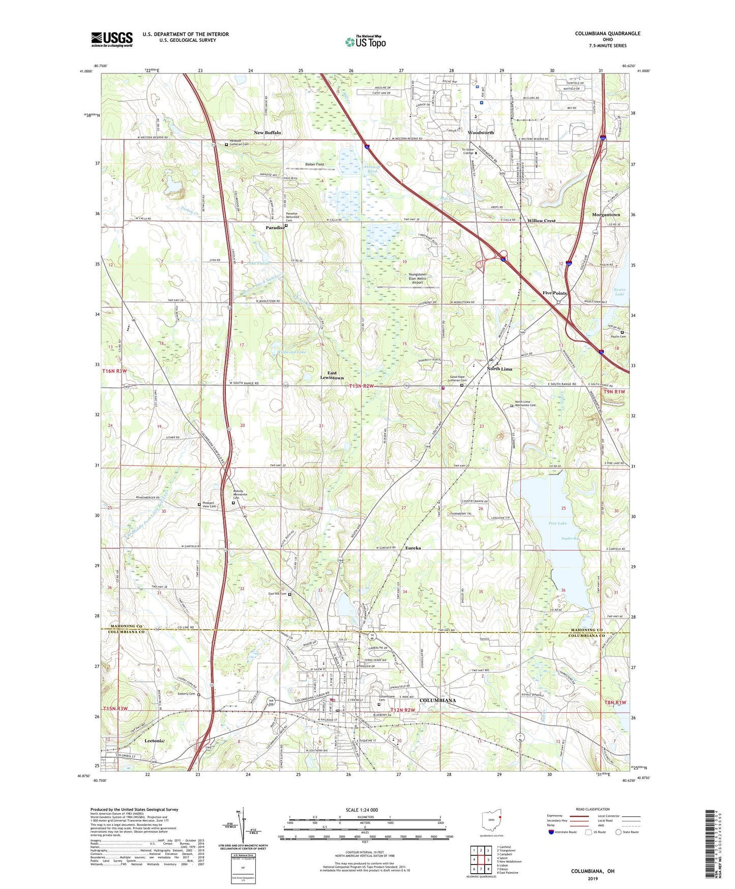 Columbiana Ohio US Topo Map Image