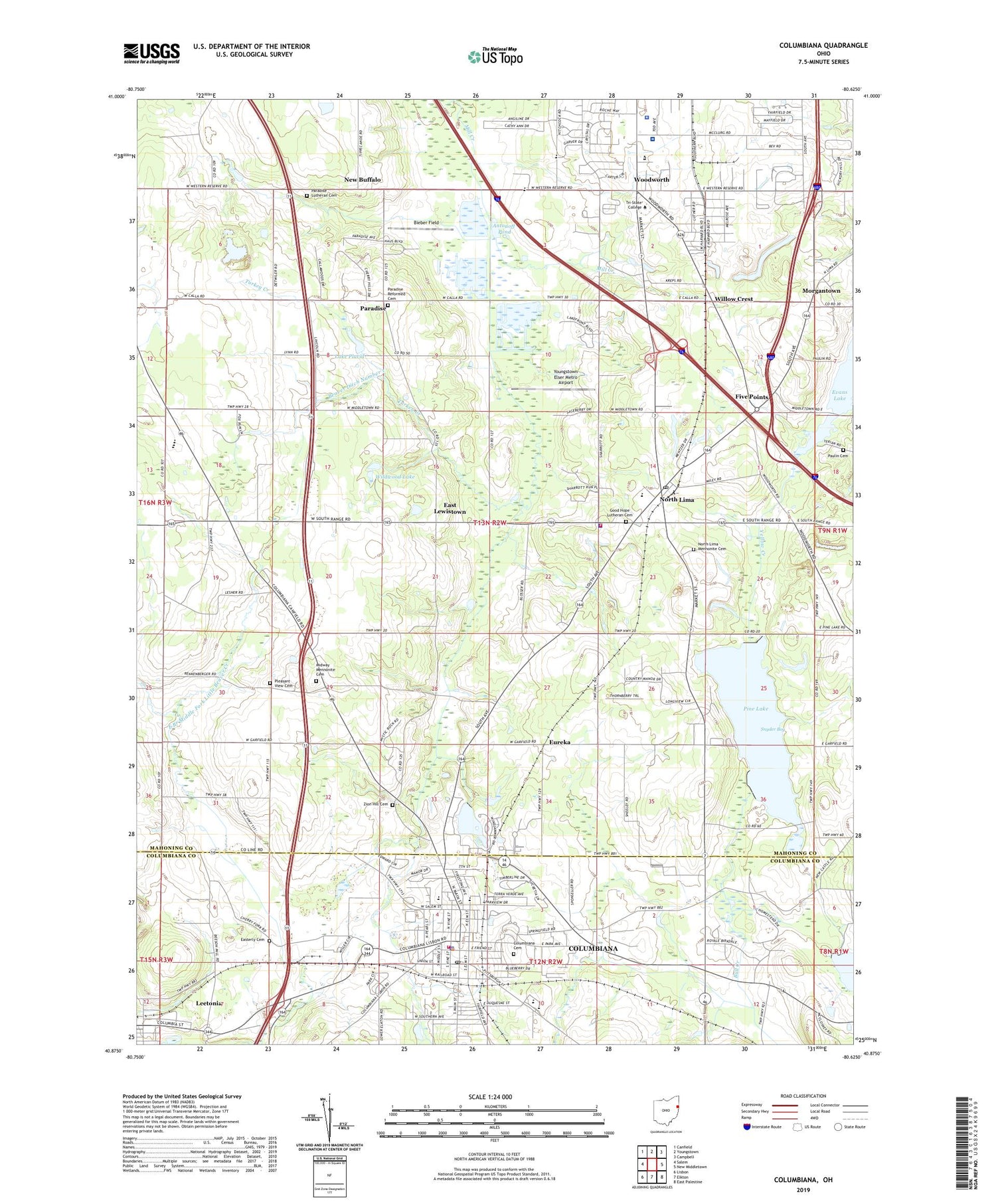 Columbiana Ohio US Topo Map Image