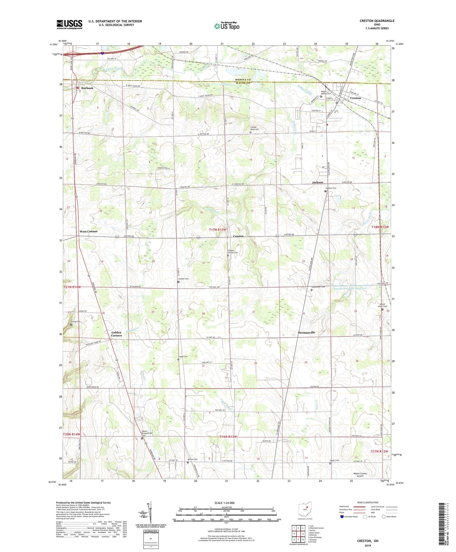 Creston Ohio US Topo Map Image