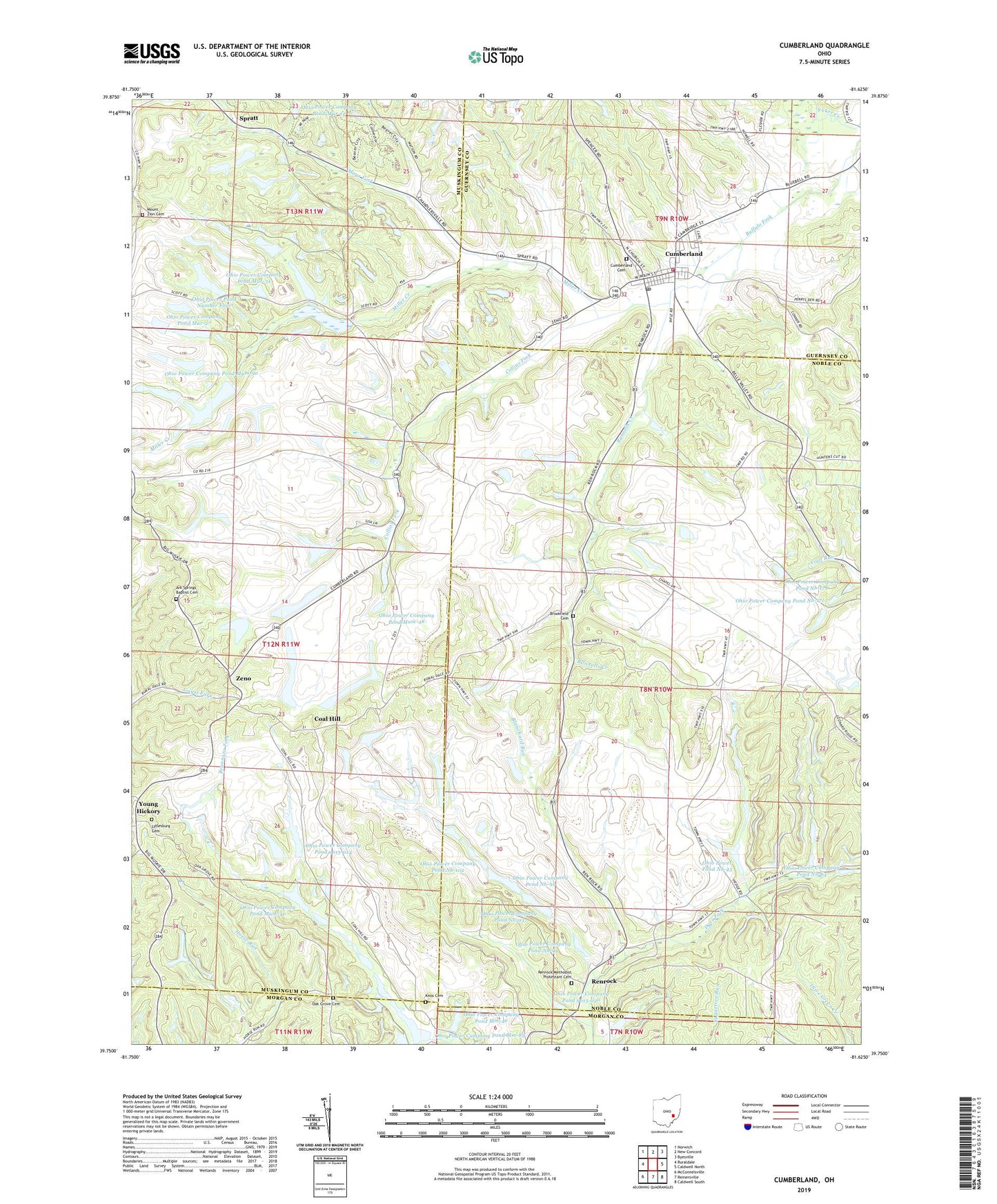 Cumberland Ohio US Topo Map Image