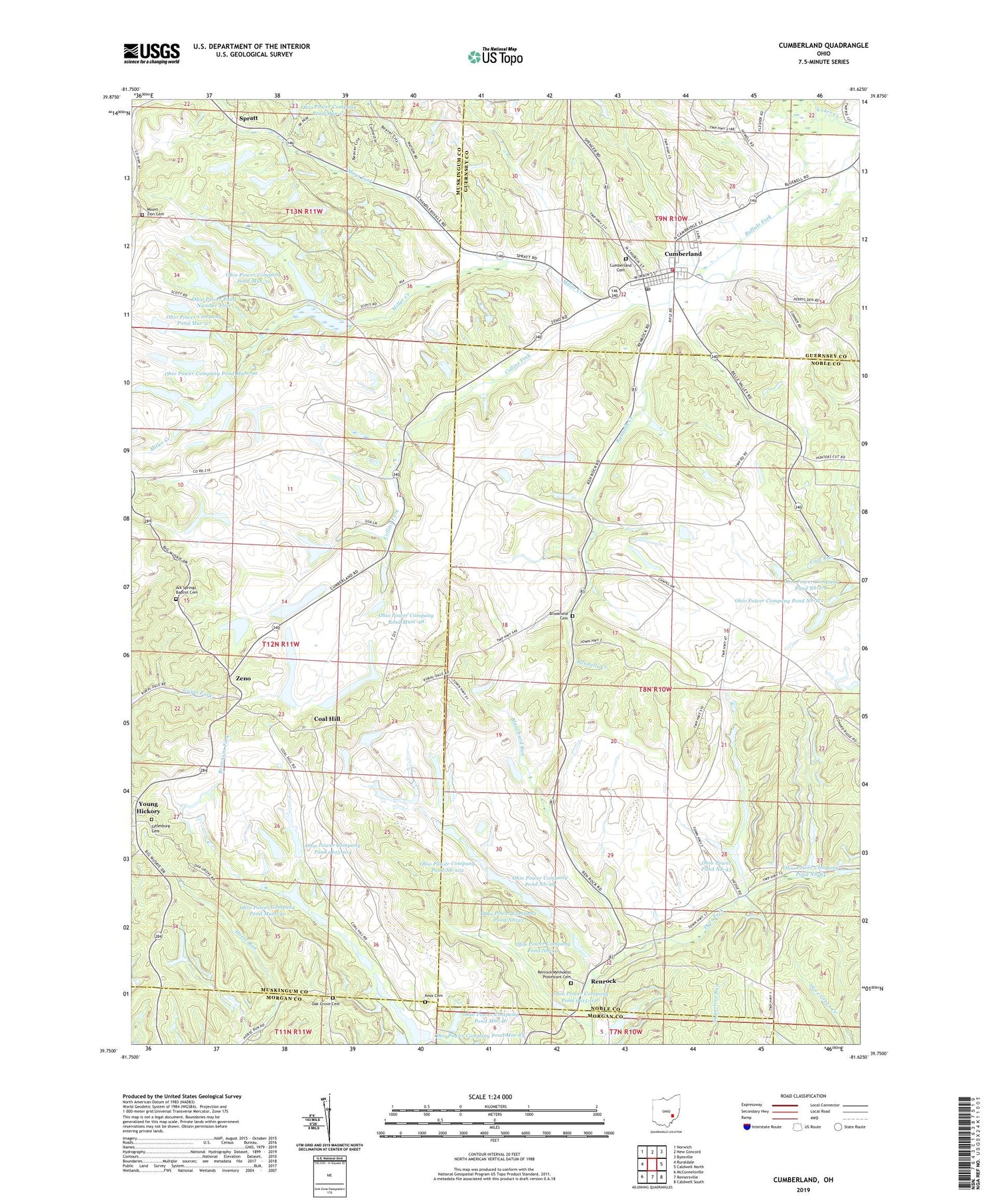 Cumberland Ohio US Topo Map Image