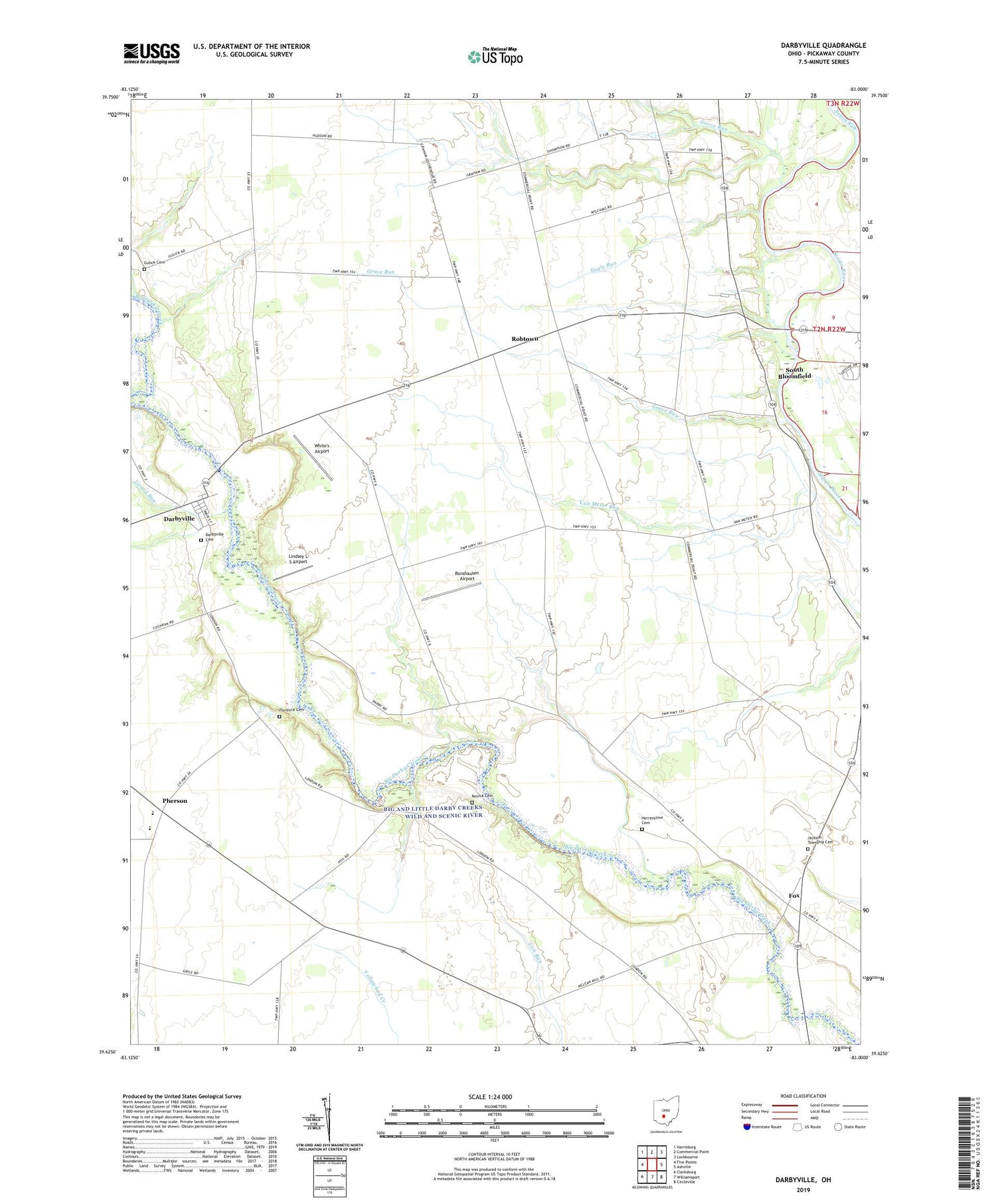 Darbyville Ohio US Topo Map Image
