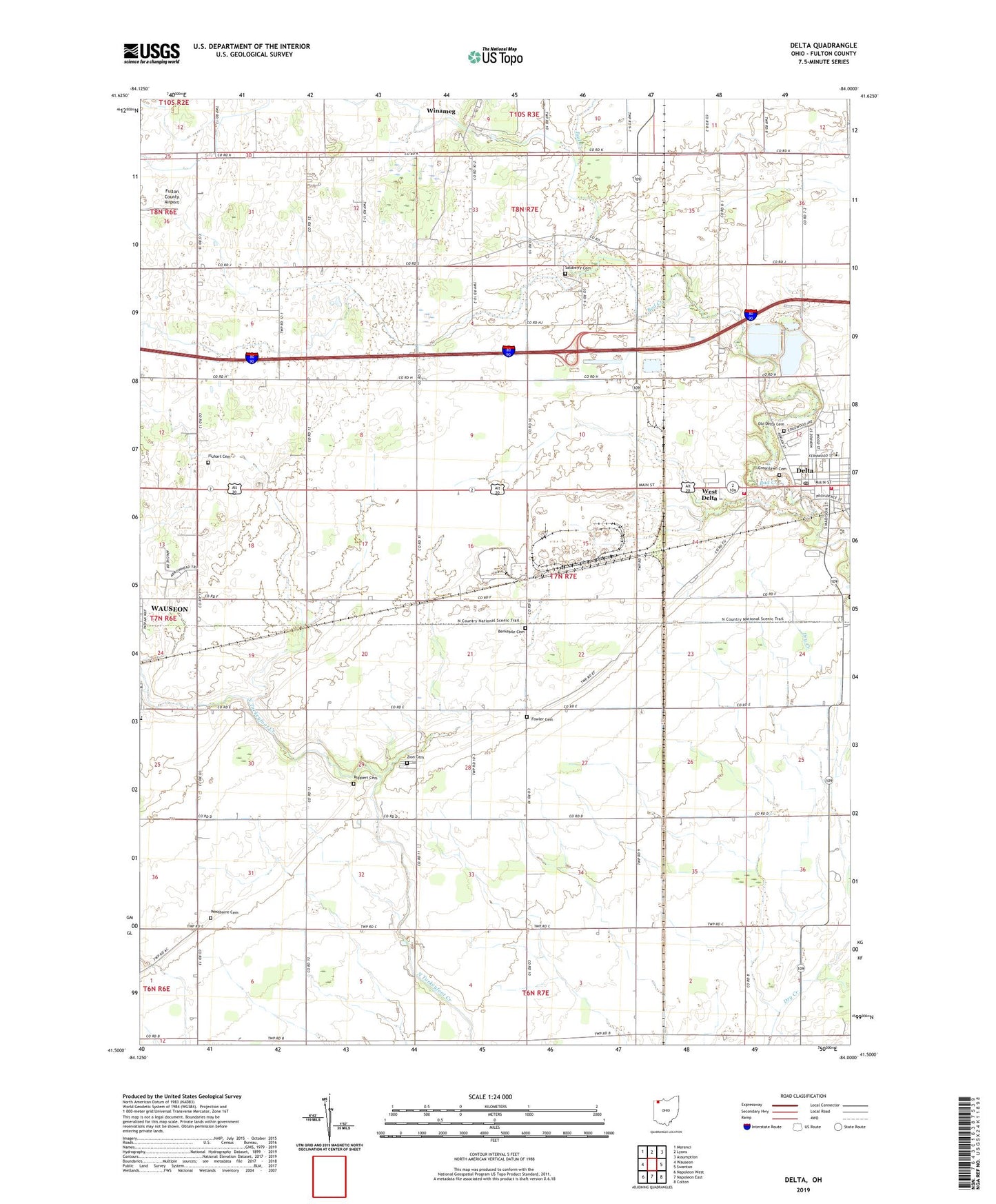 Delta Ohio US Topo Map Image