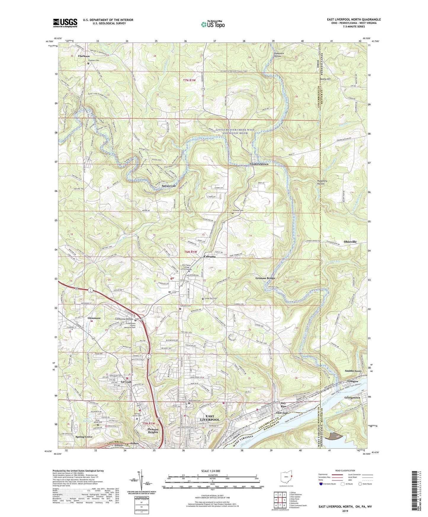 East Liverpool North Ohio US Topo Map Image