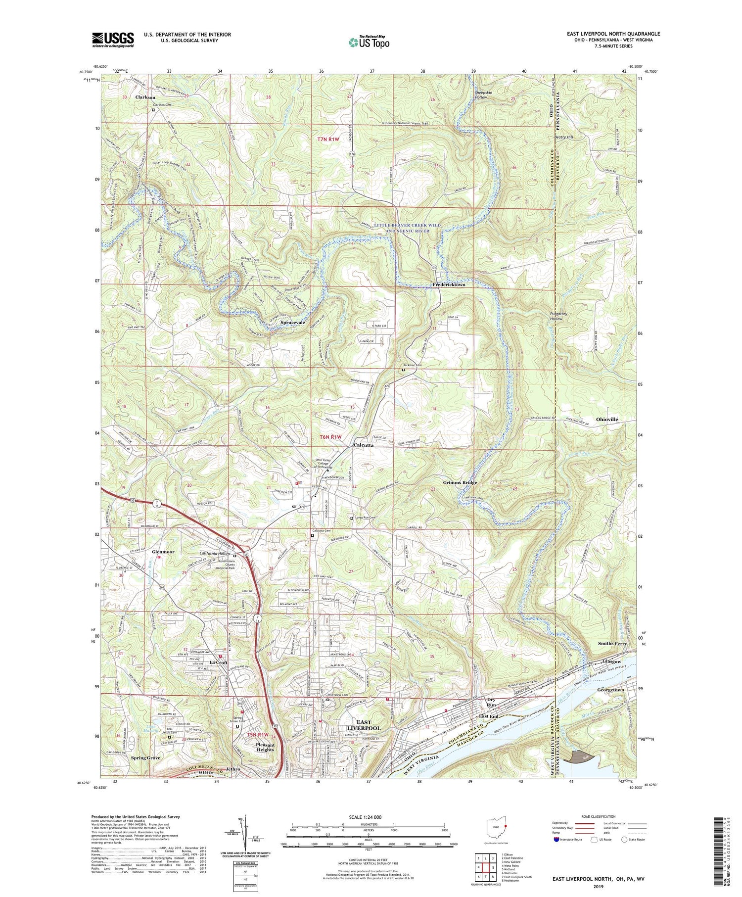 East Liverpool North Ohio US Topo Map Image