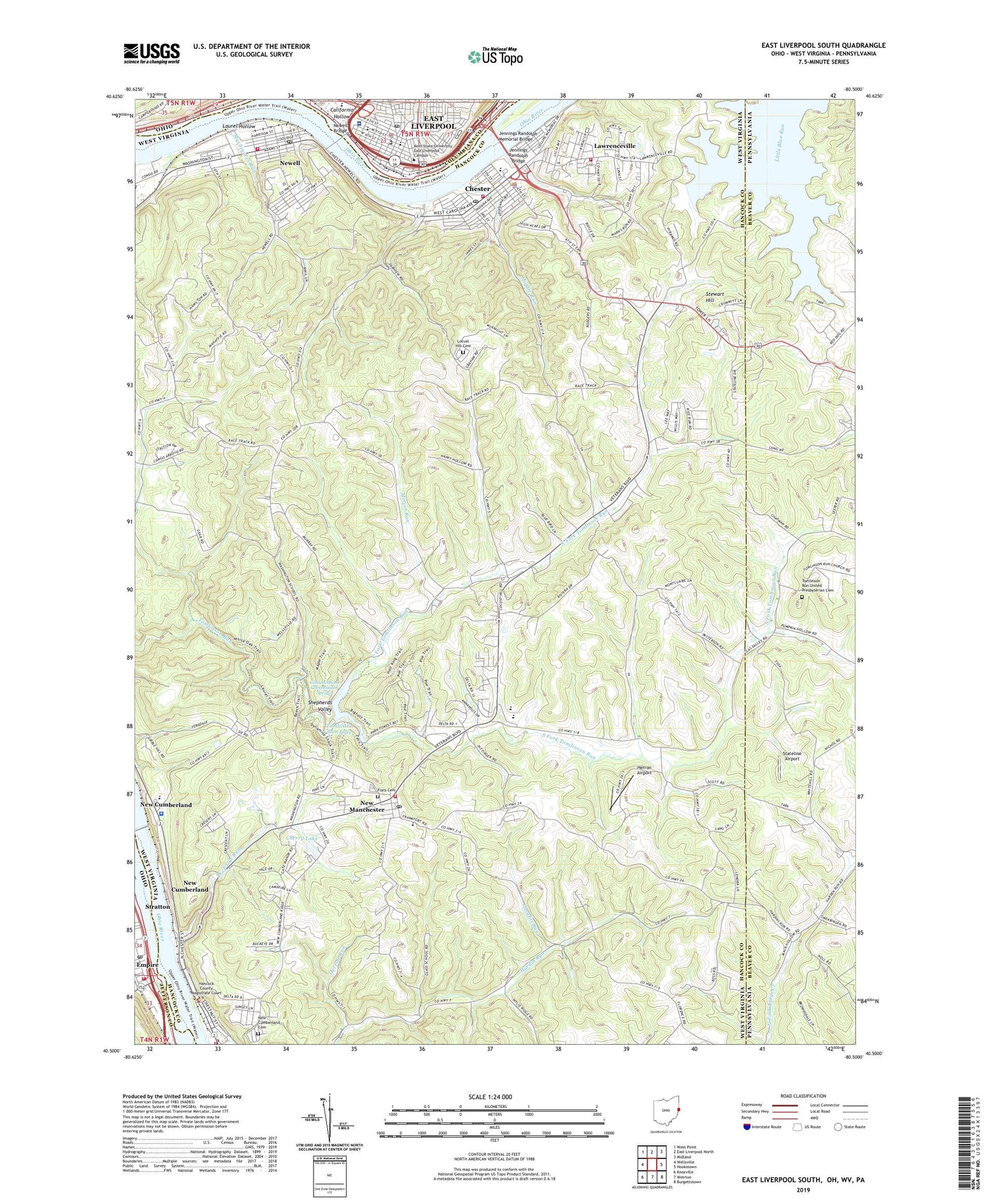 East Liverpool South Ohio US Topo Map Image