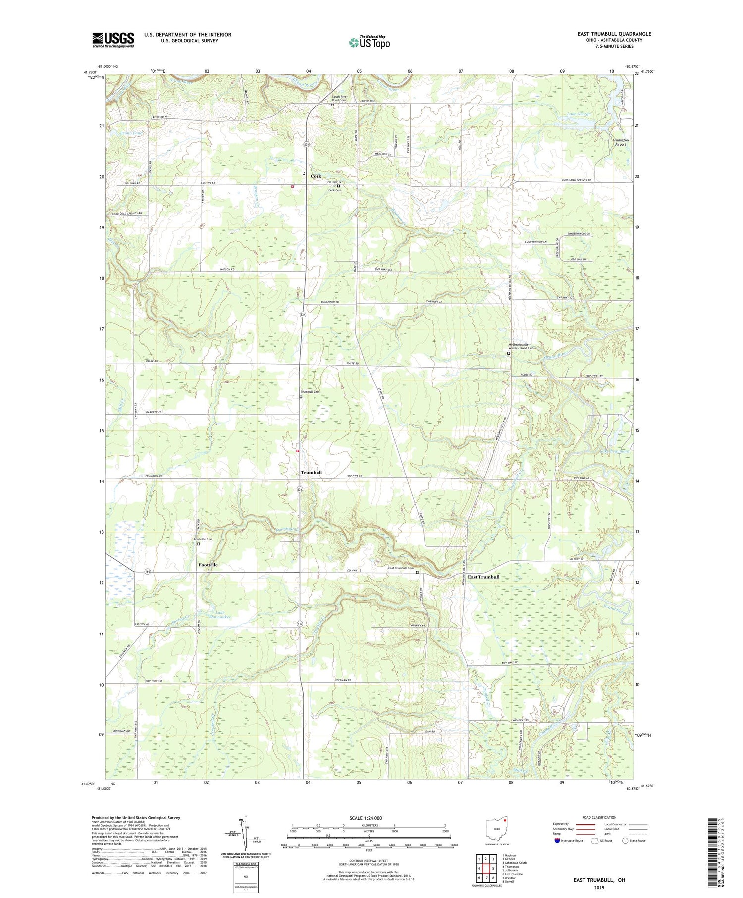 East Trumbull Ohio US Topo Map Image