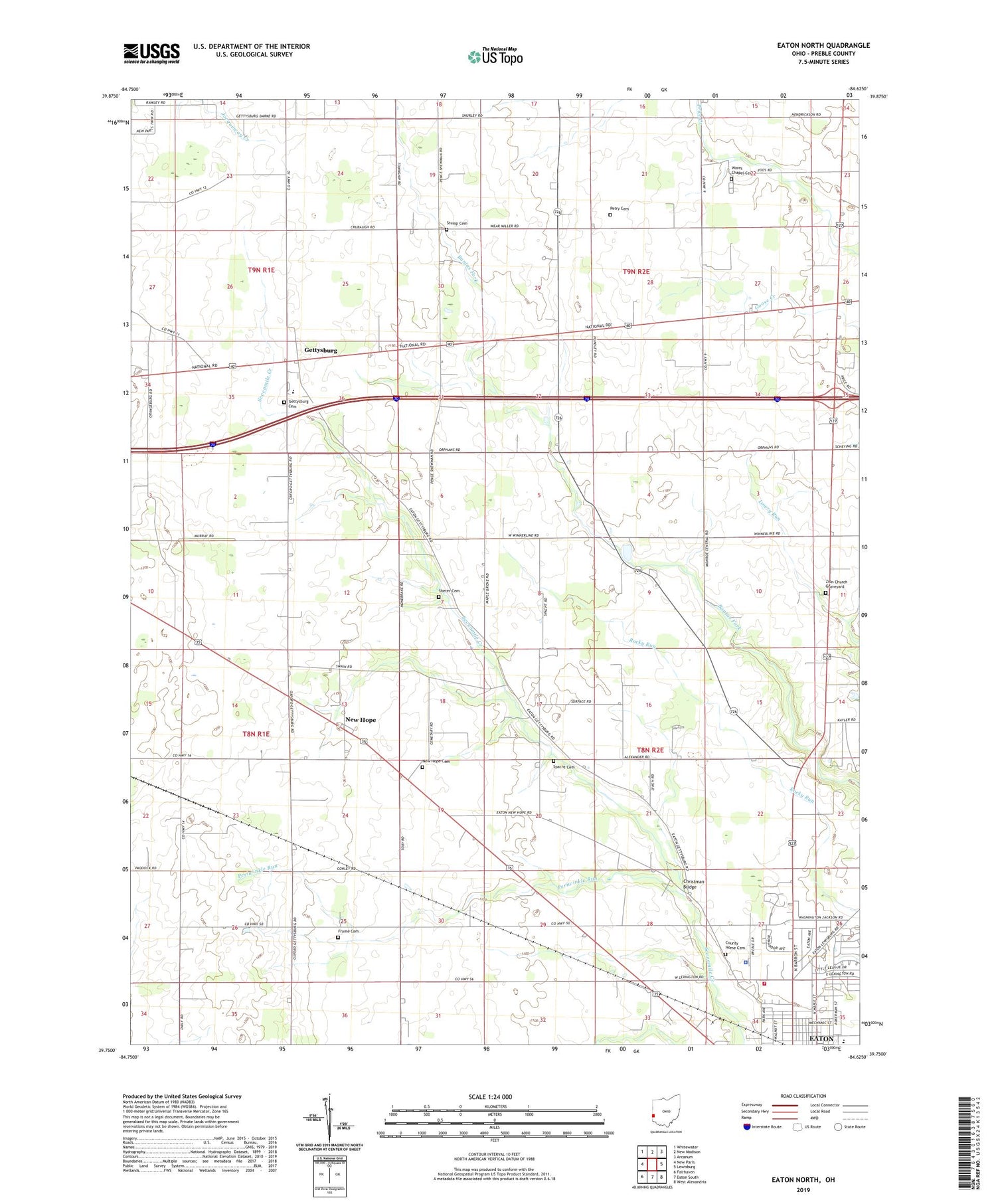 Eaton North Ohio US Topo Map Image