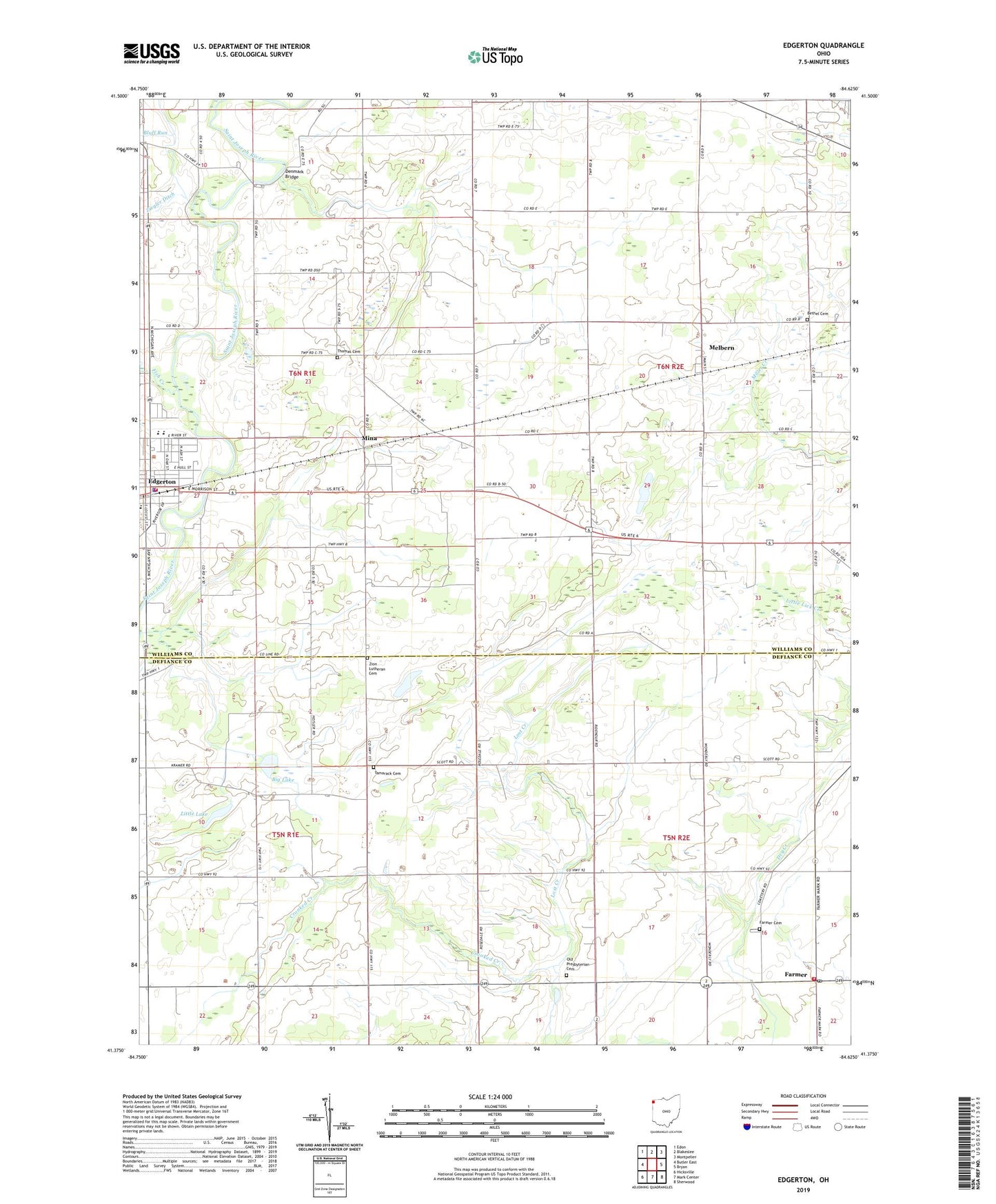Edgerton Ohio US Topo Map Image