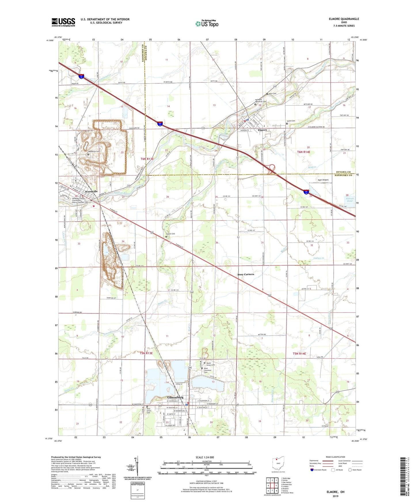 Elmore Ohio US Topo Map Image