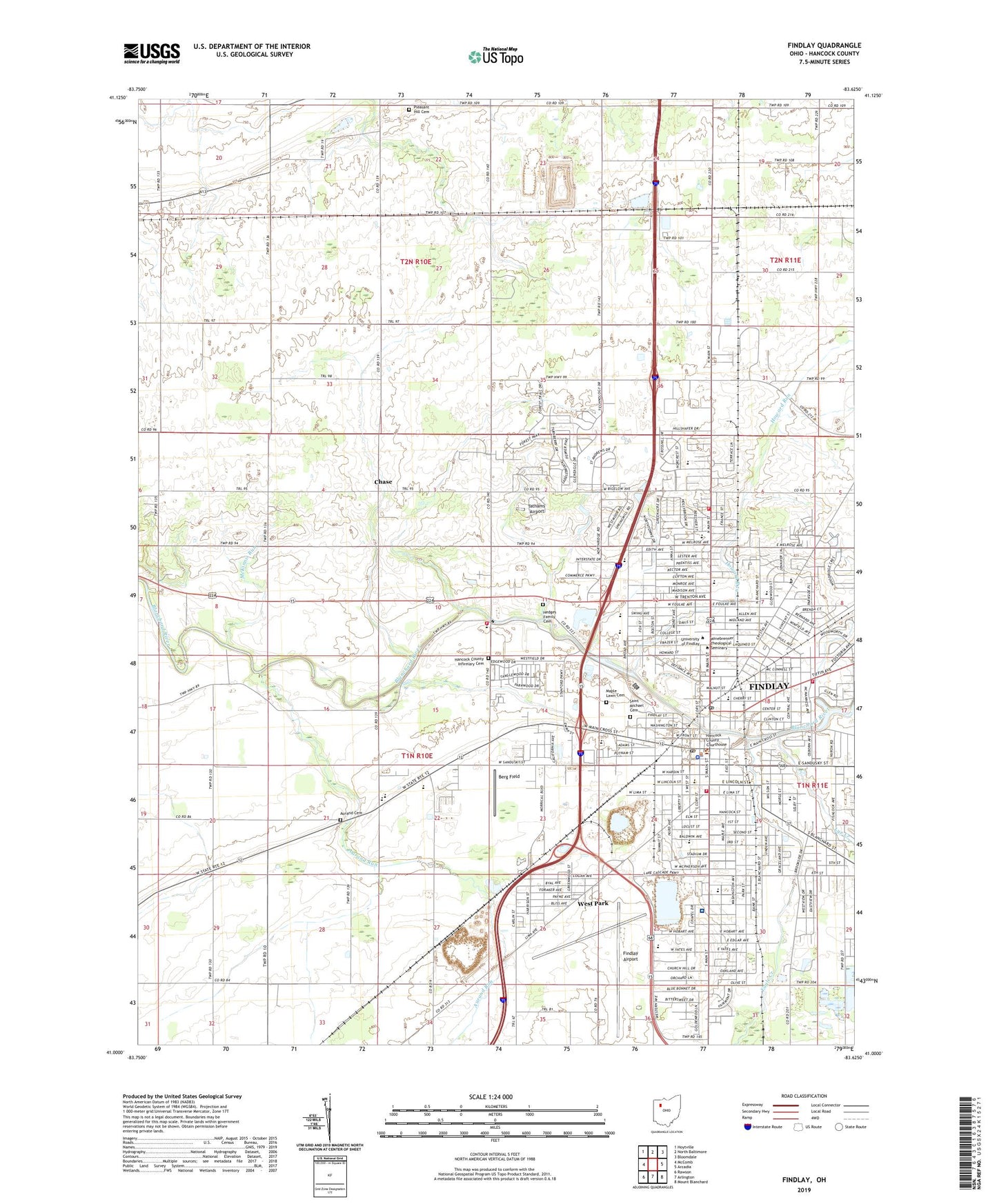 Findlay Ohio US Topo Map Image