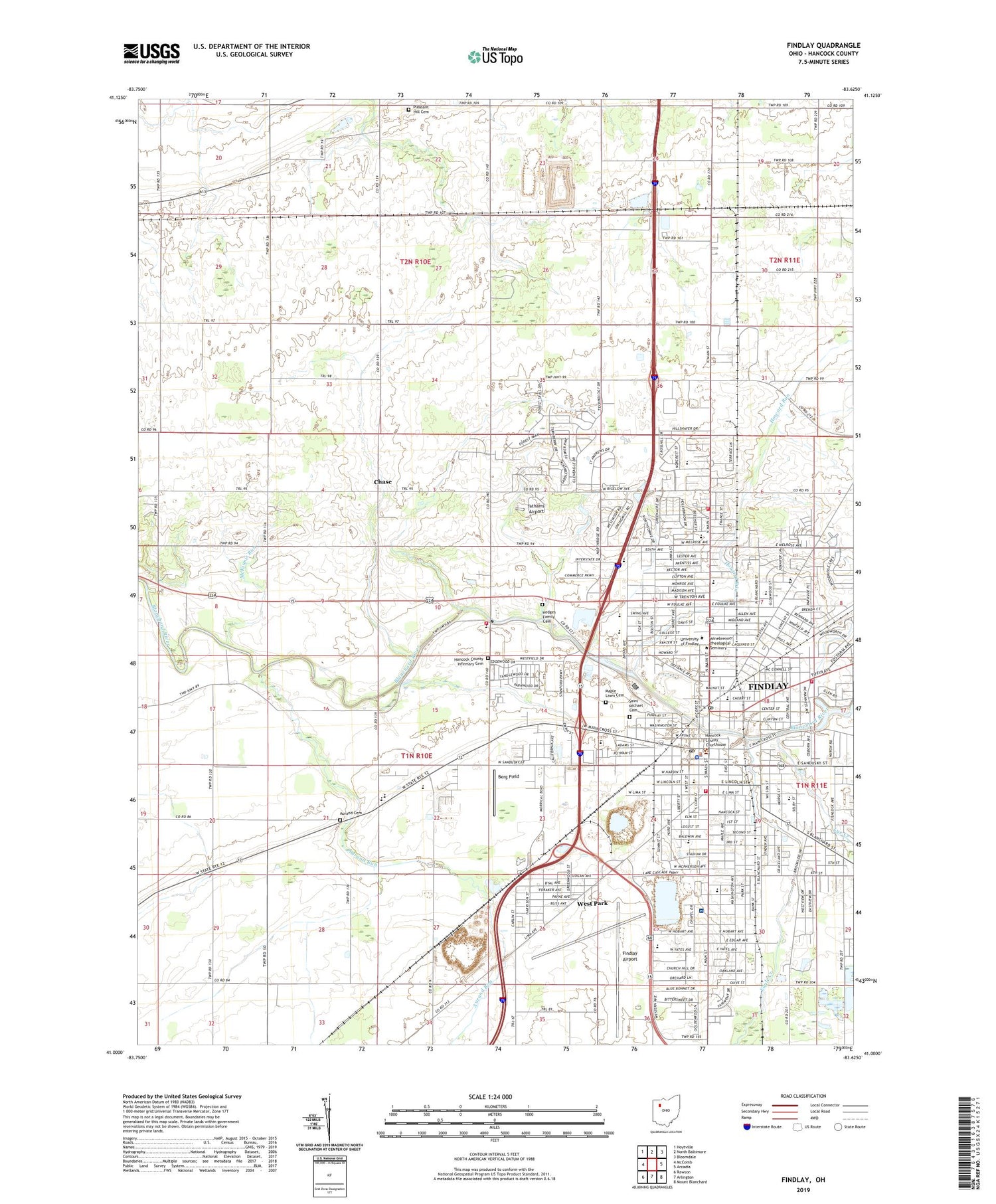 Findlay Ohio US Topo Map Image