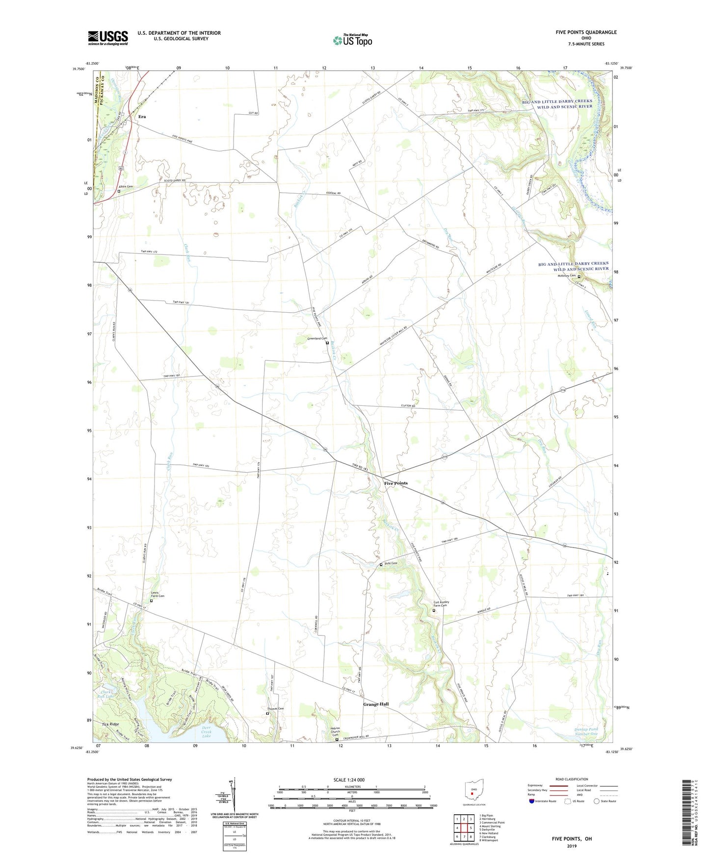 Five Points Ohio US Topo Map Image
