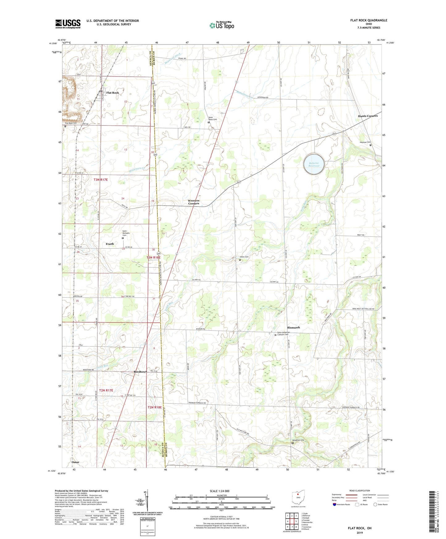 Flat Rock Ohio US Topo Map Image