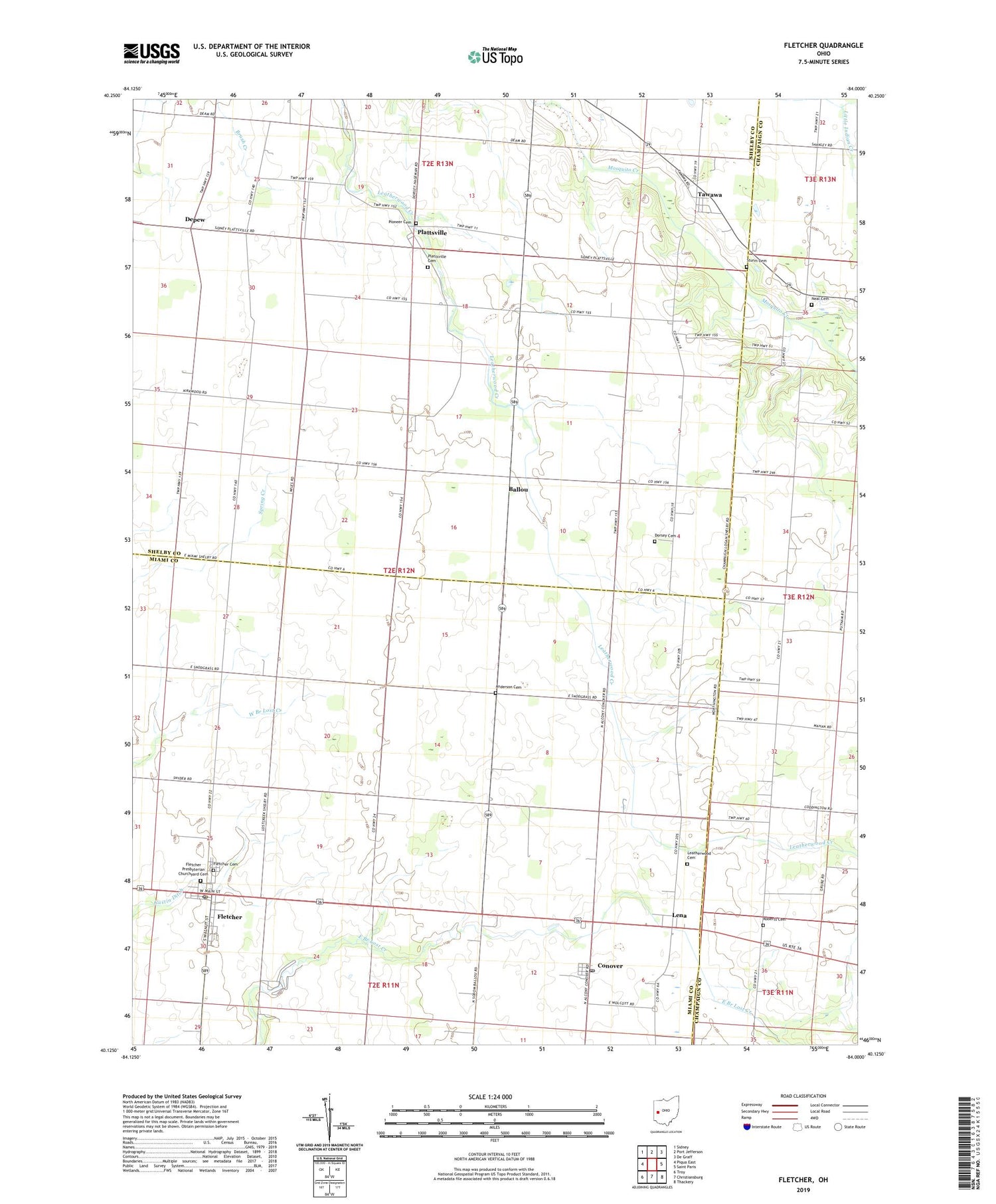 Fletcher Ohio US Topo Map Image
