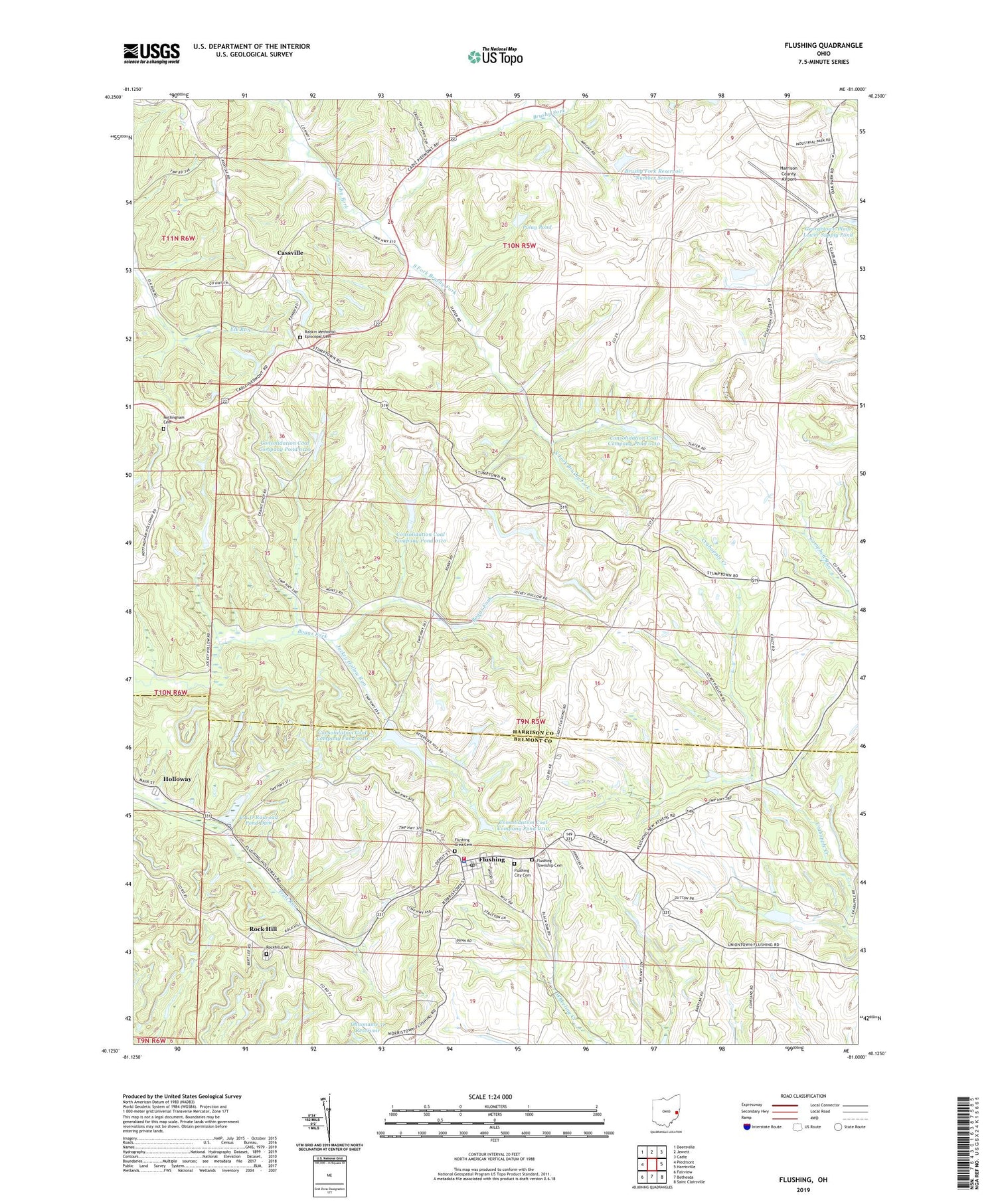 Flushing Ohio US Topo Map Image