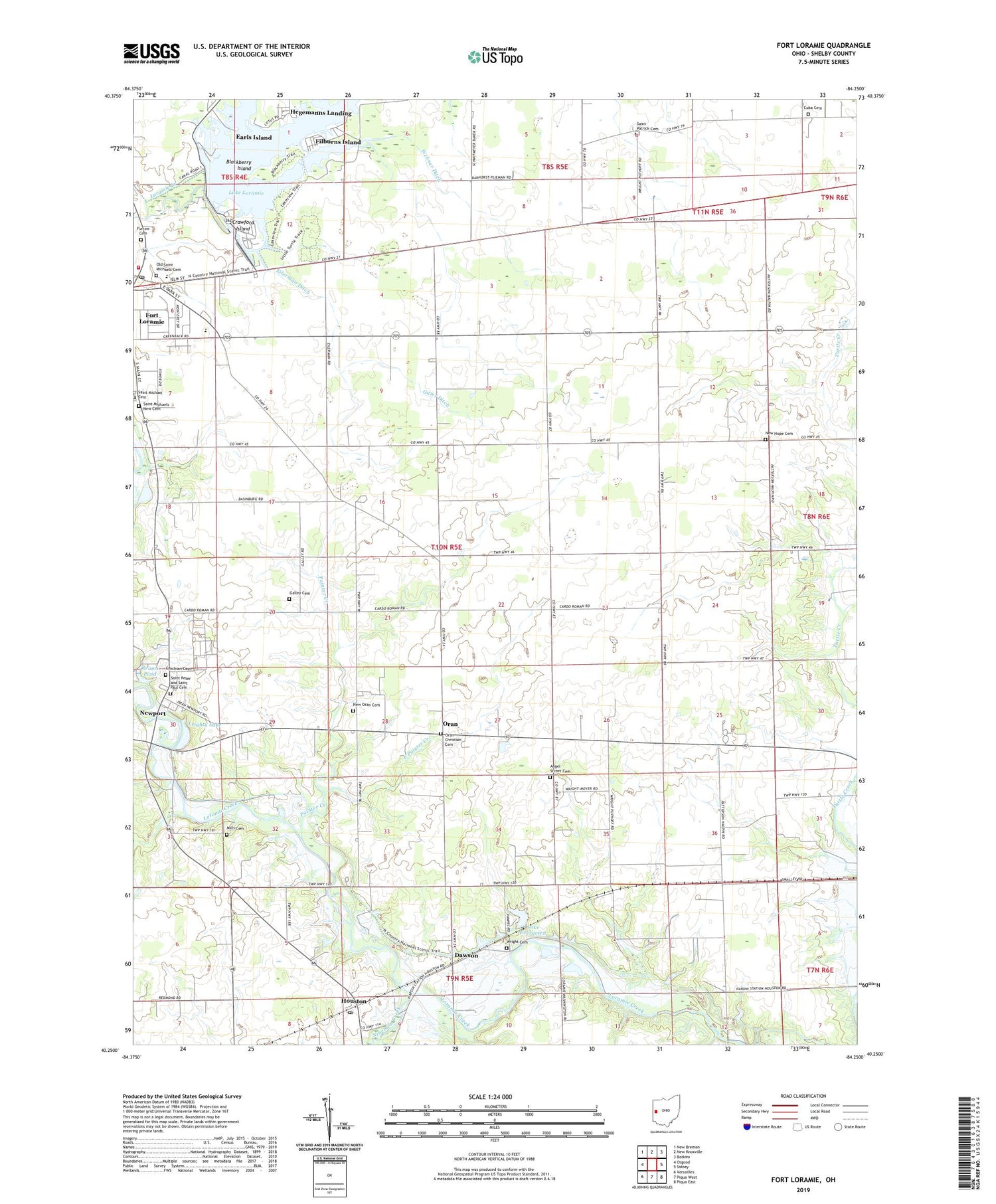Fort Loramie Ohio US Topo Map Image