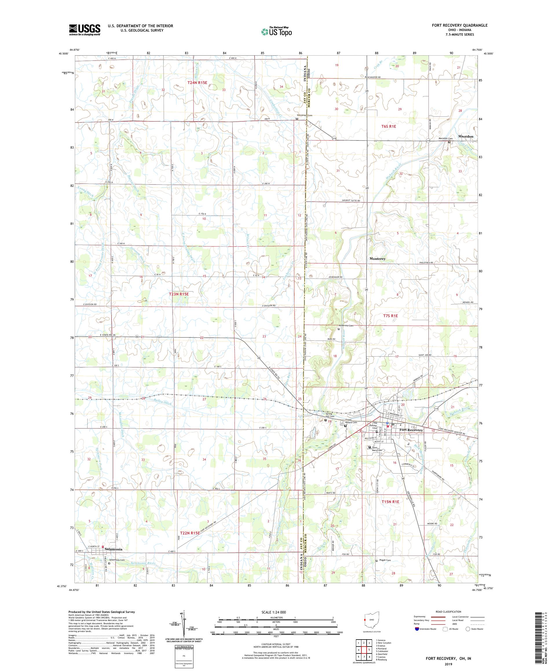 Fort Recovery Ohio US Topo Map – MyTopo Map Store