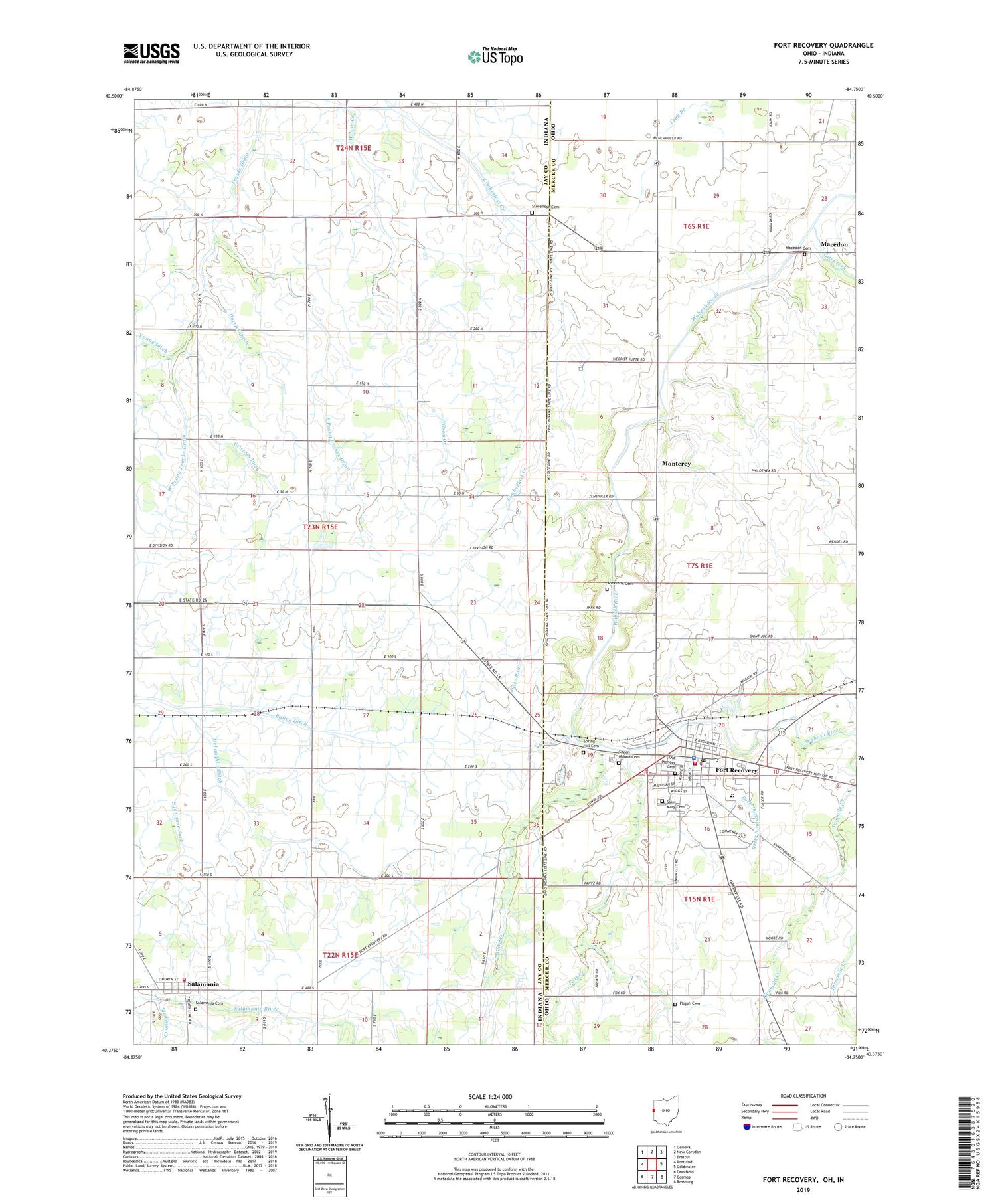 Fort Recovery Ohio US Topo Map Image