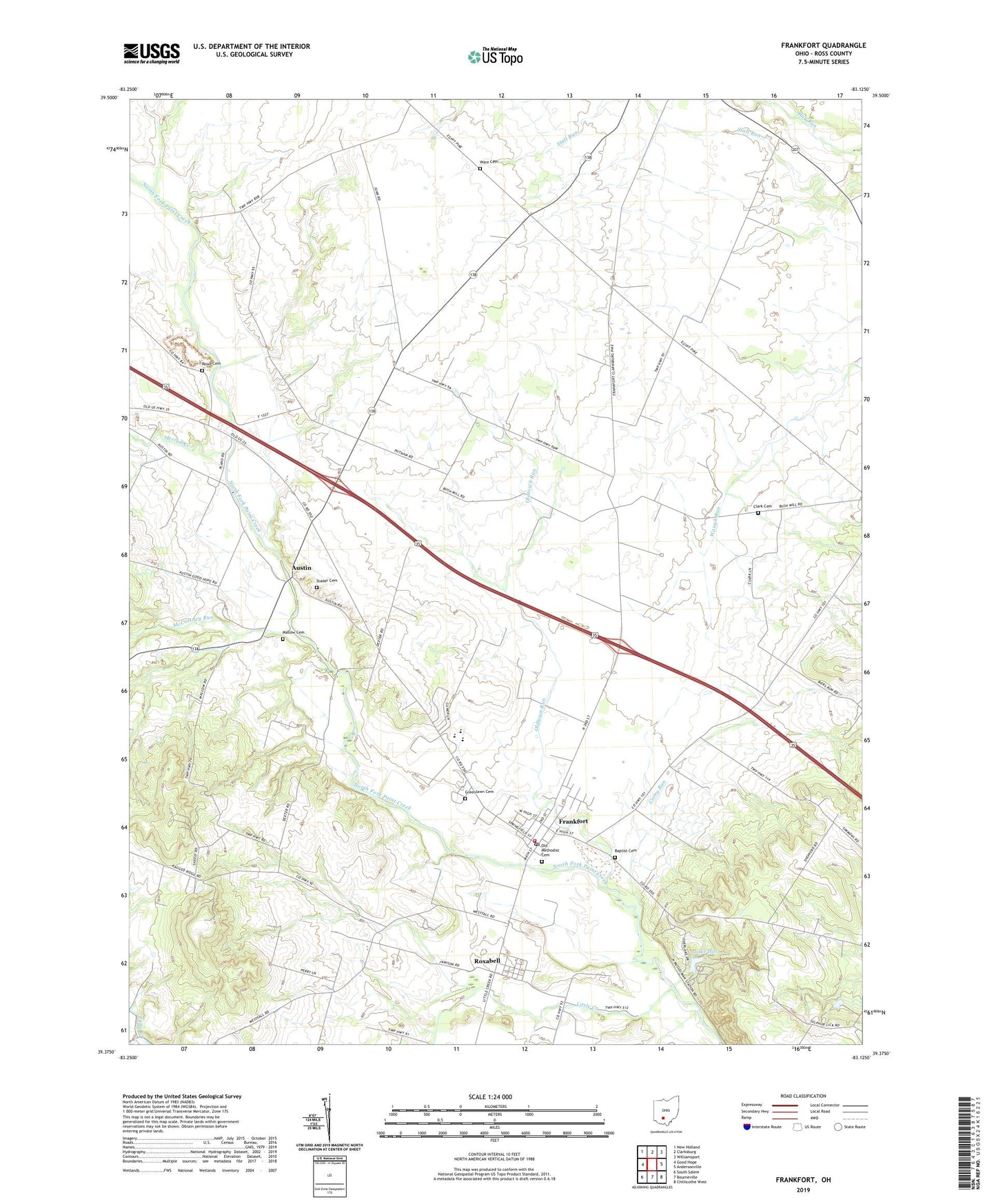 Frankfort Ohio US Topo Map Image