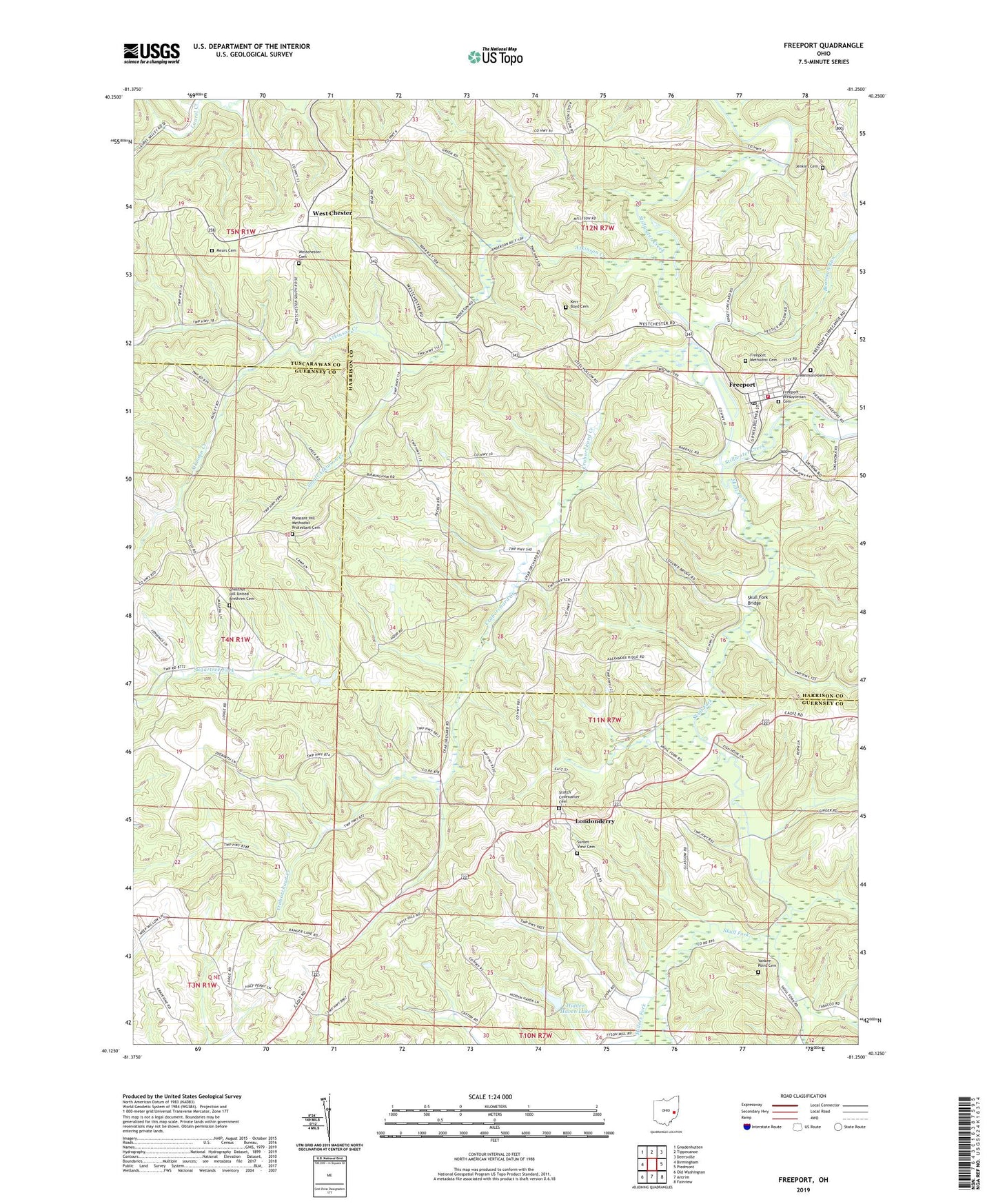 Freeport Ohio US Topo Map Image