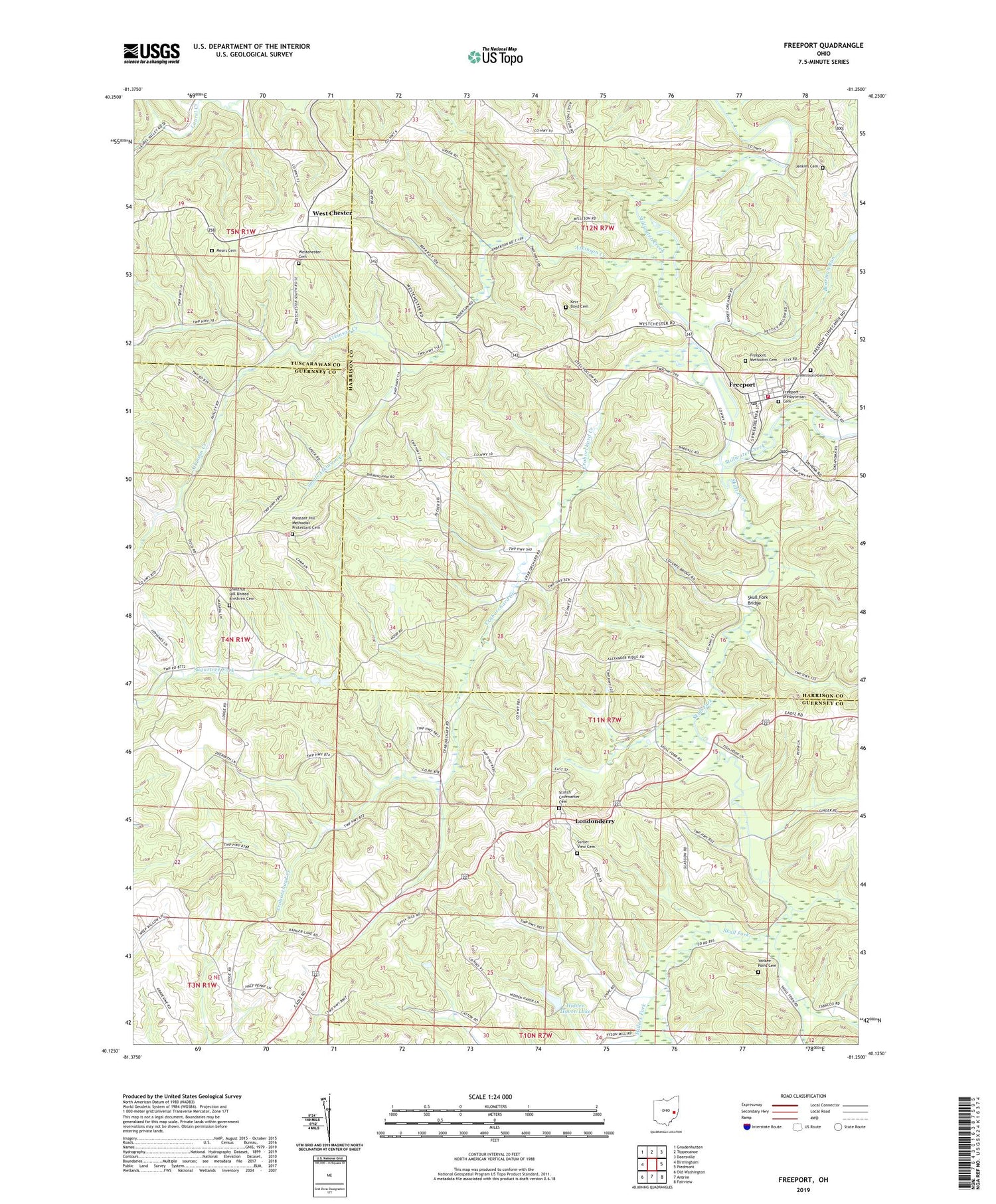 Freeport Ohio US Topo Map Image