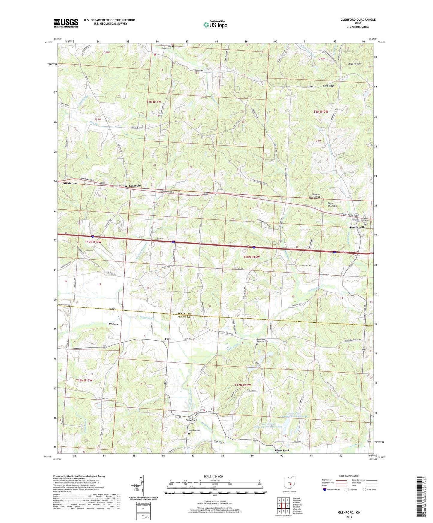 Glenford Ohio US Topo Map Image