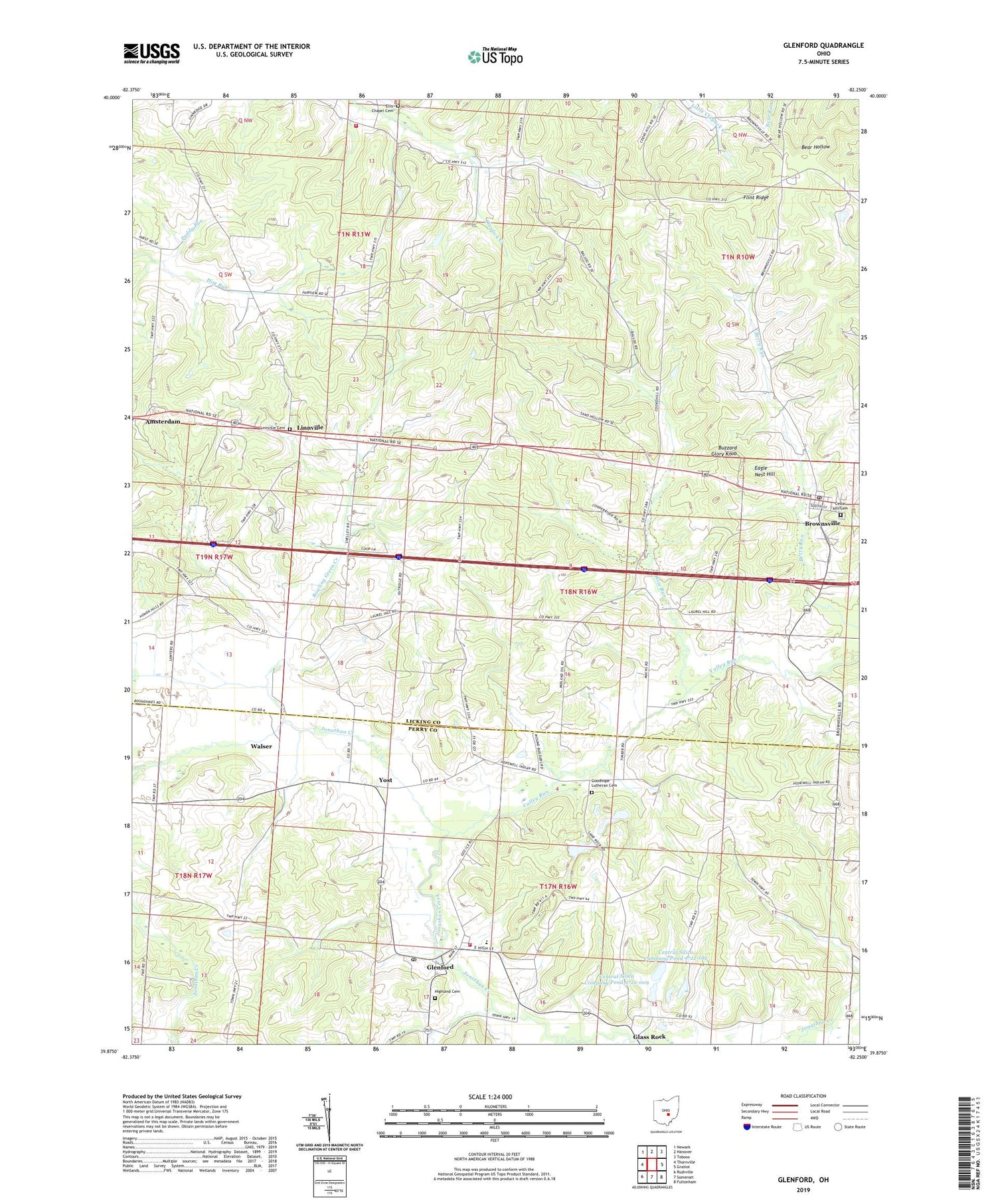 Glenford Ohio US Topo Map Image