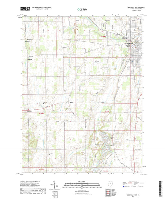 Greenville West Ohio US Topo Map Image