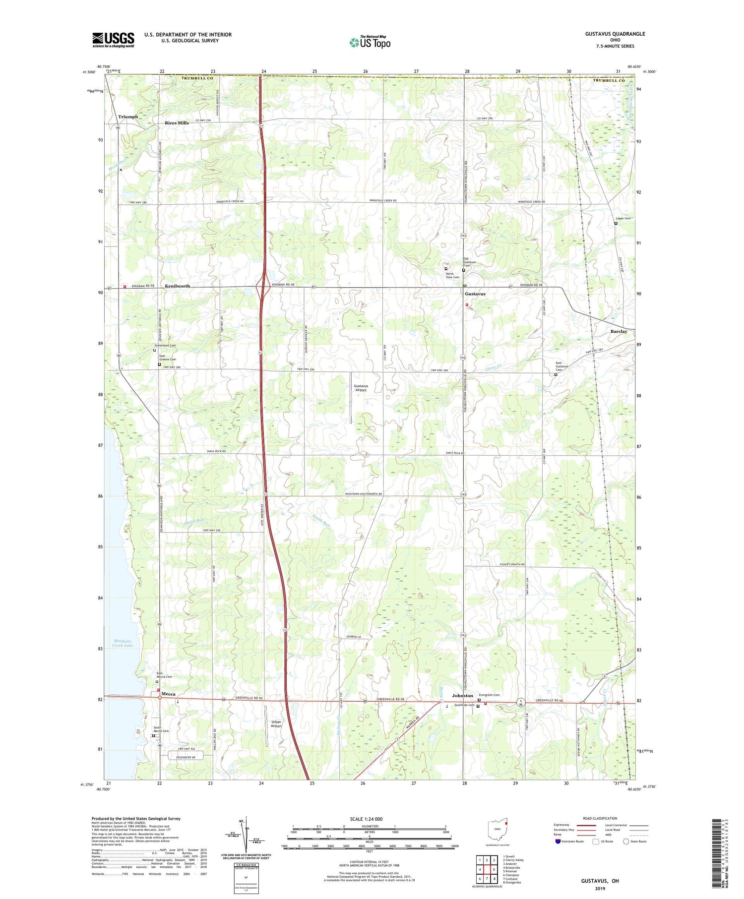 Gustavus Ohio US Topo Map Image