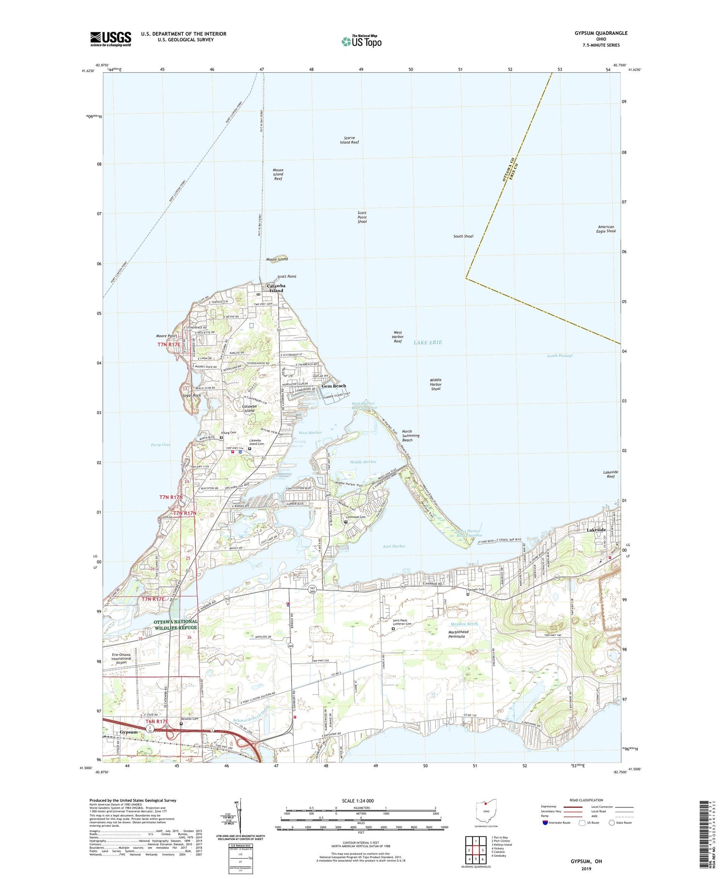 Gypsum Ohio US Topo Map Image