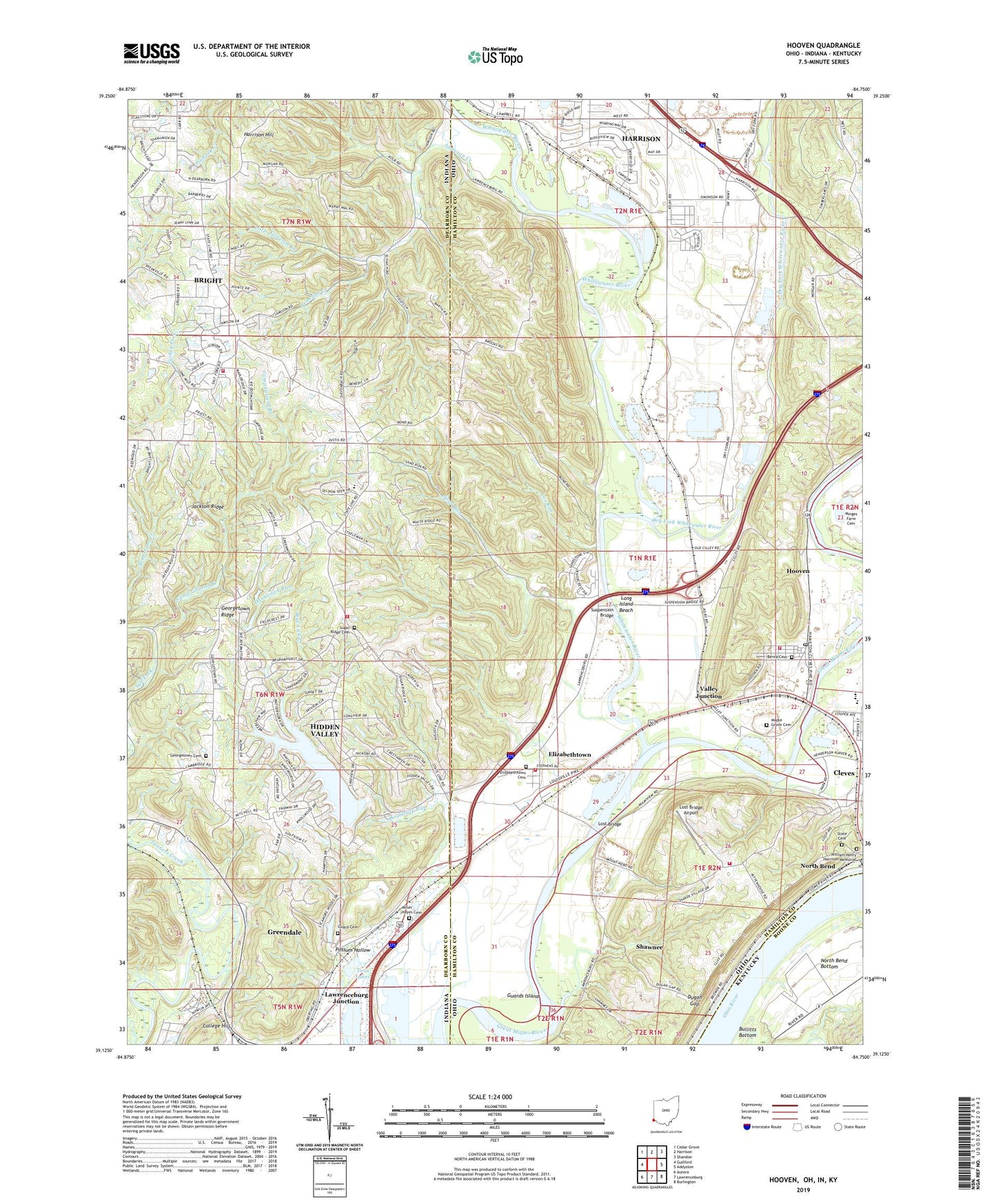 Hooven Ohio US Topo Map Image