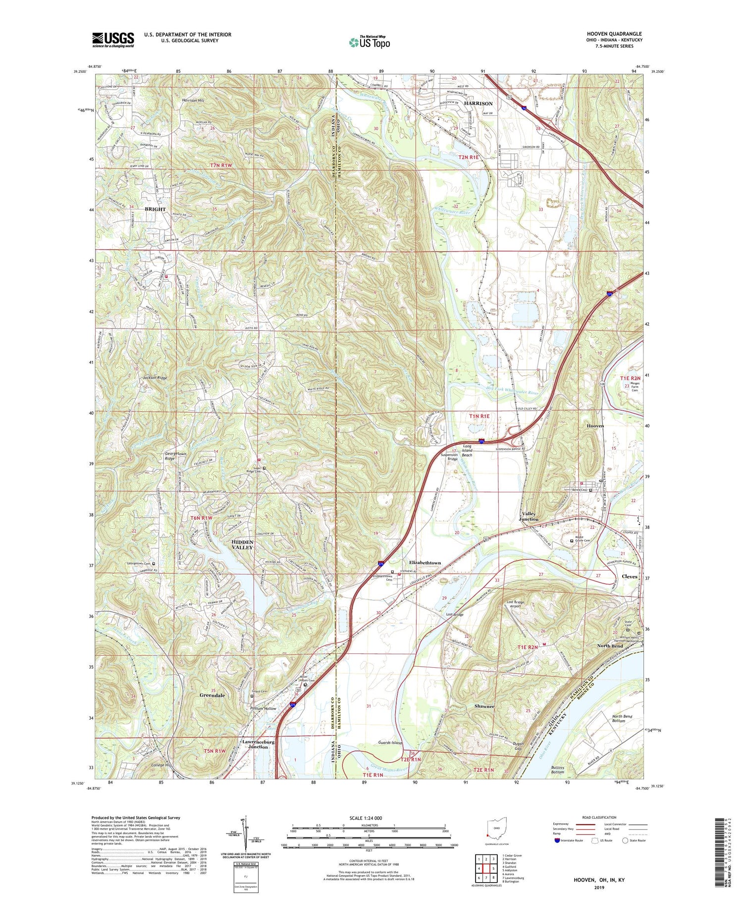 Hooven Ohio US Topo Map Image