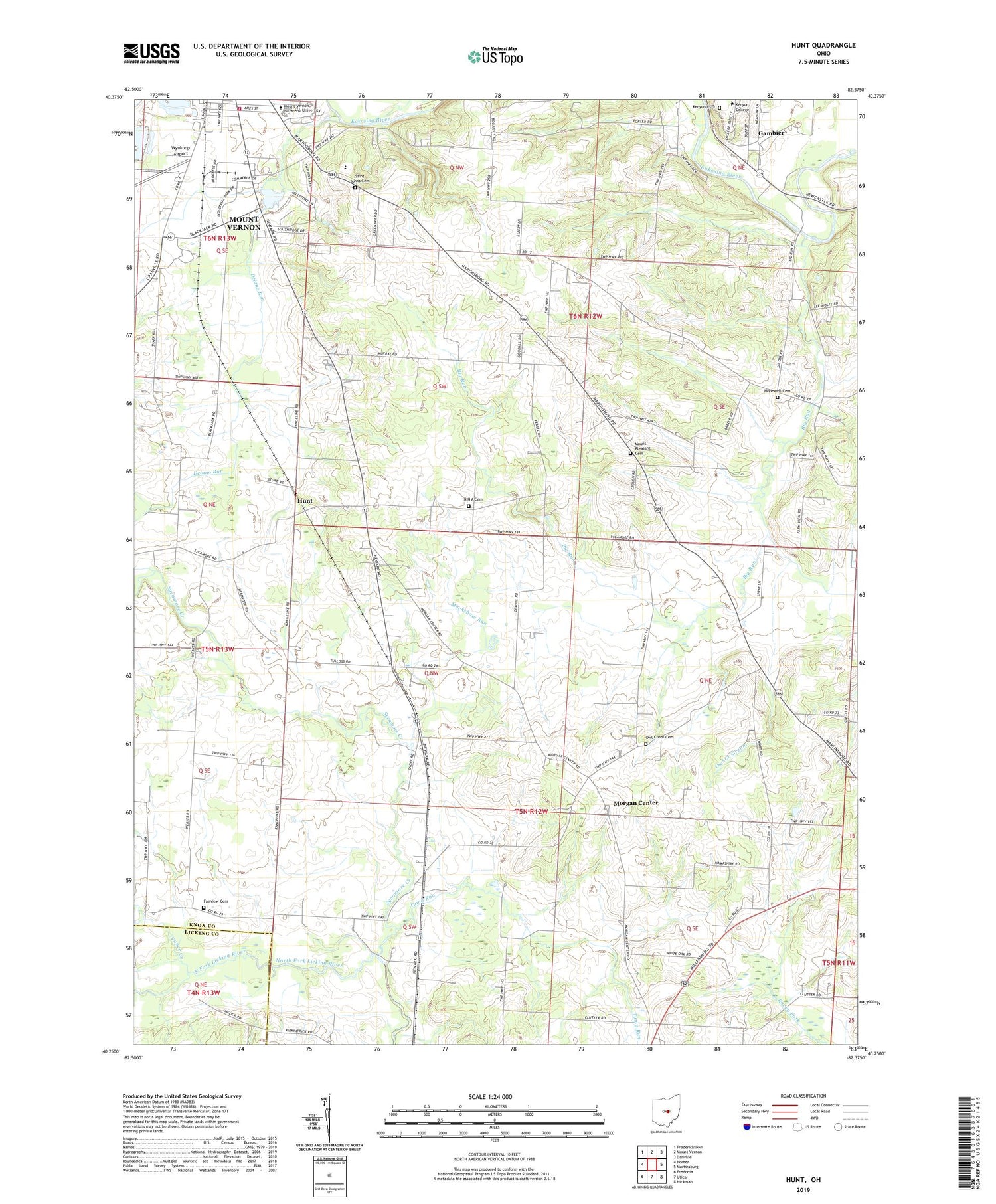 Hunt Ohio US Topo Map Image