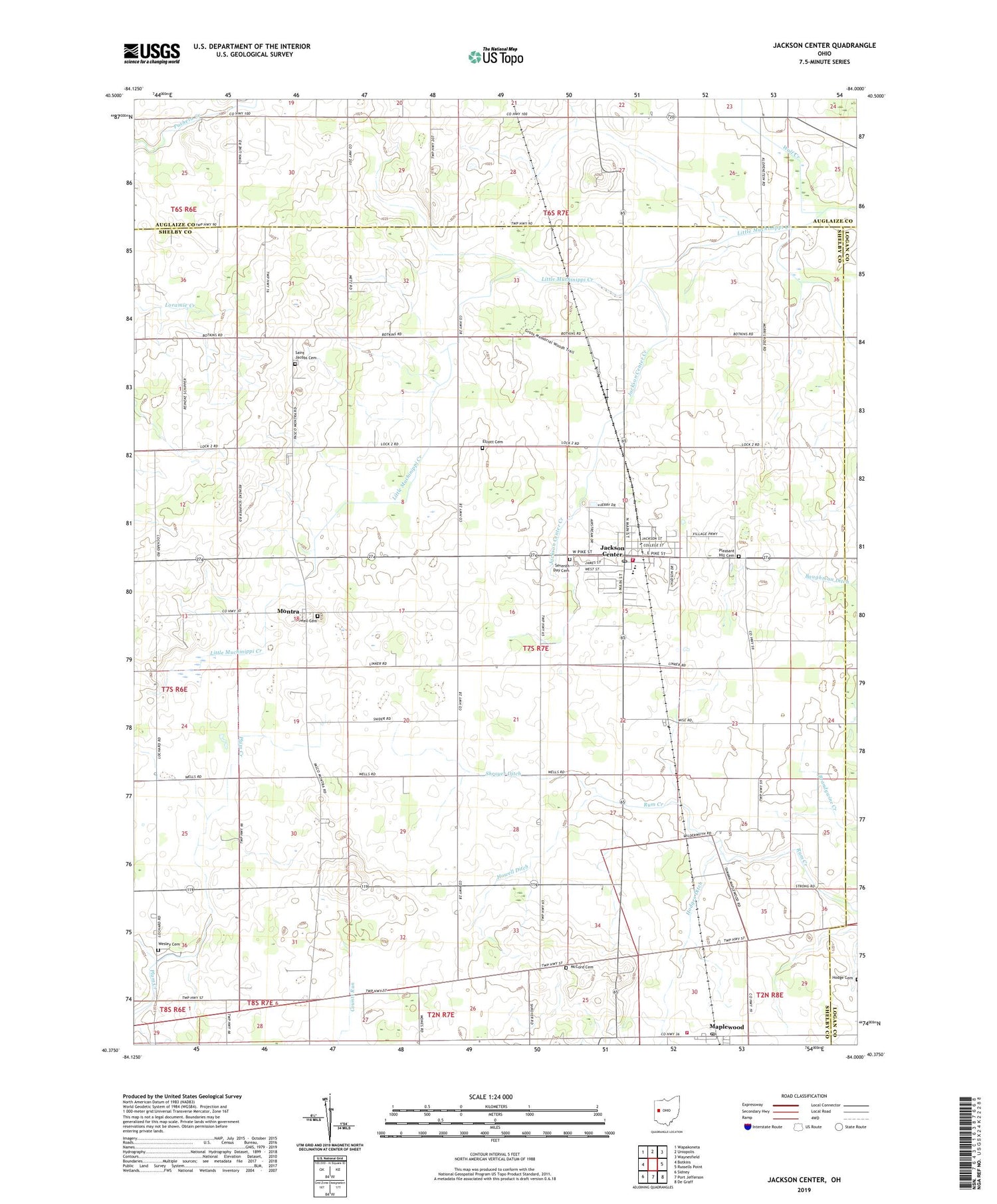 Jackson Center Ohio US Topo Map Image