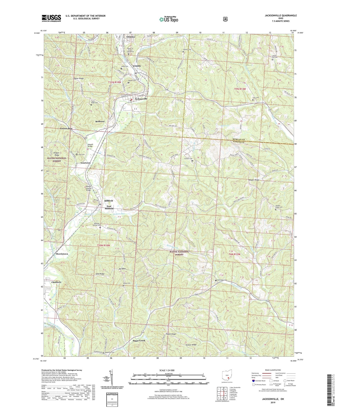 Jacksonville Ohio US Topo Map Image