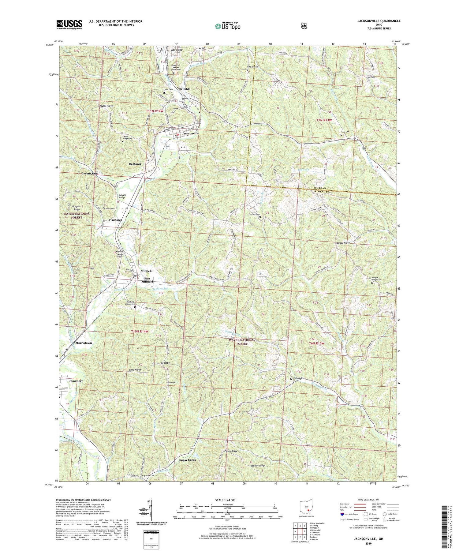 Jacksonville Ohio US Topo Map Image