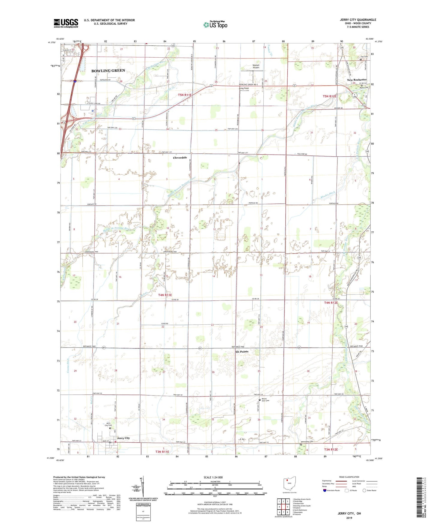 Jerry City Ohio US Topo Map Image