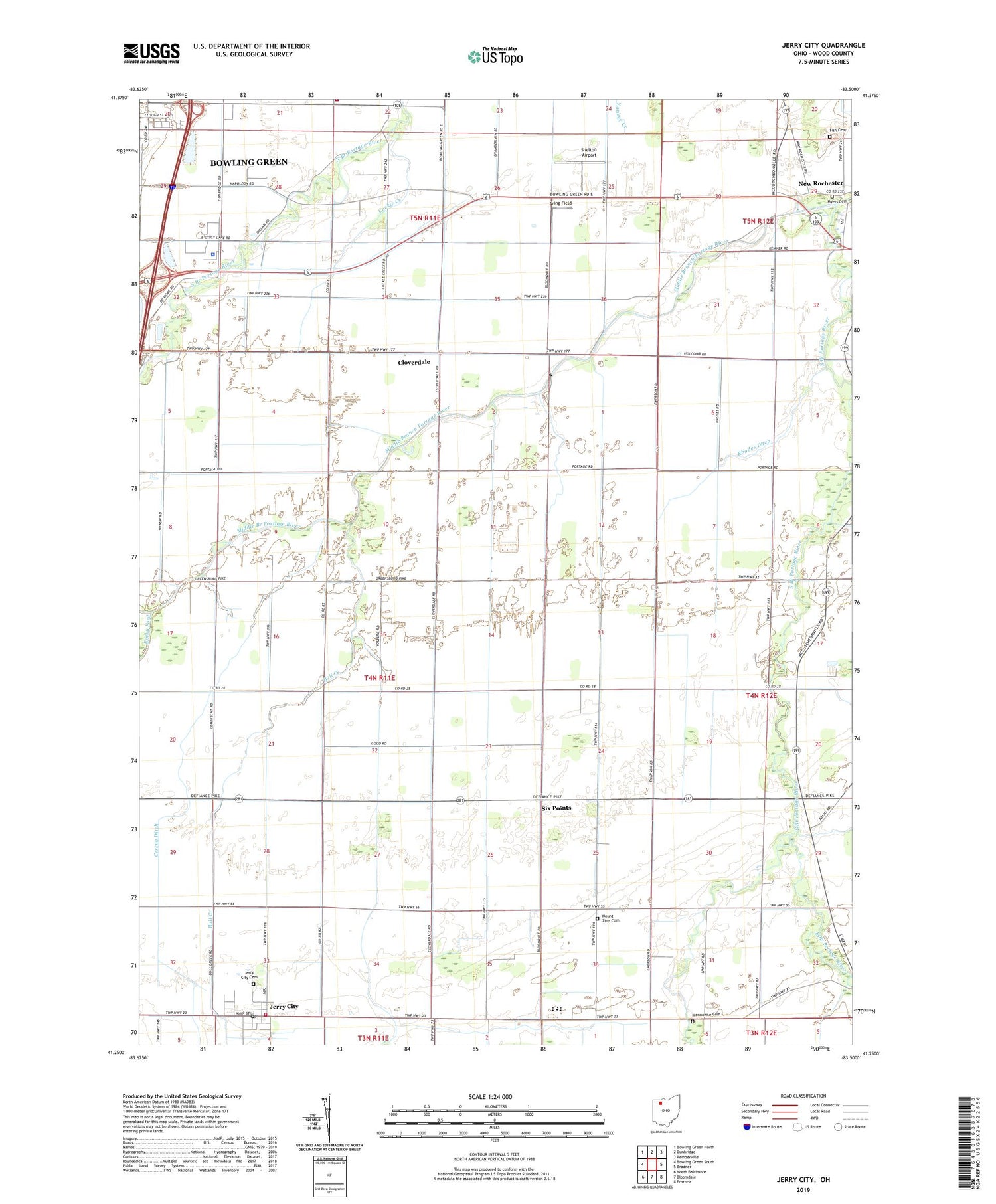 Jerry City Ohio US Topo Map Image