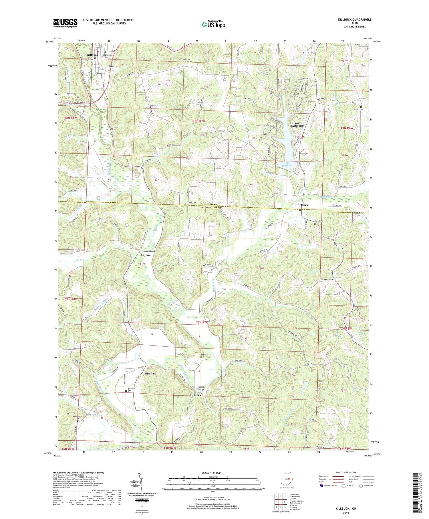 Killbuck Ohio US Topo Map Image