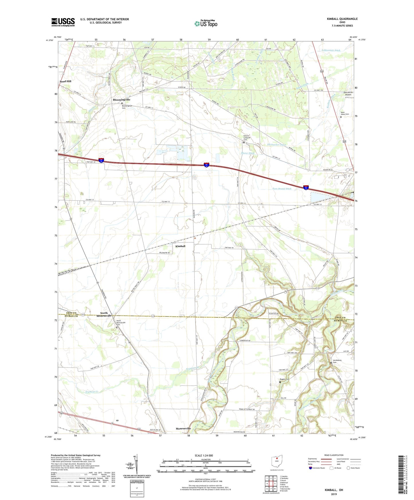 Kimball Ohio US Topo Map Image