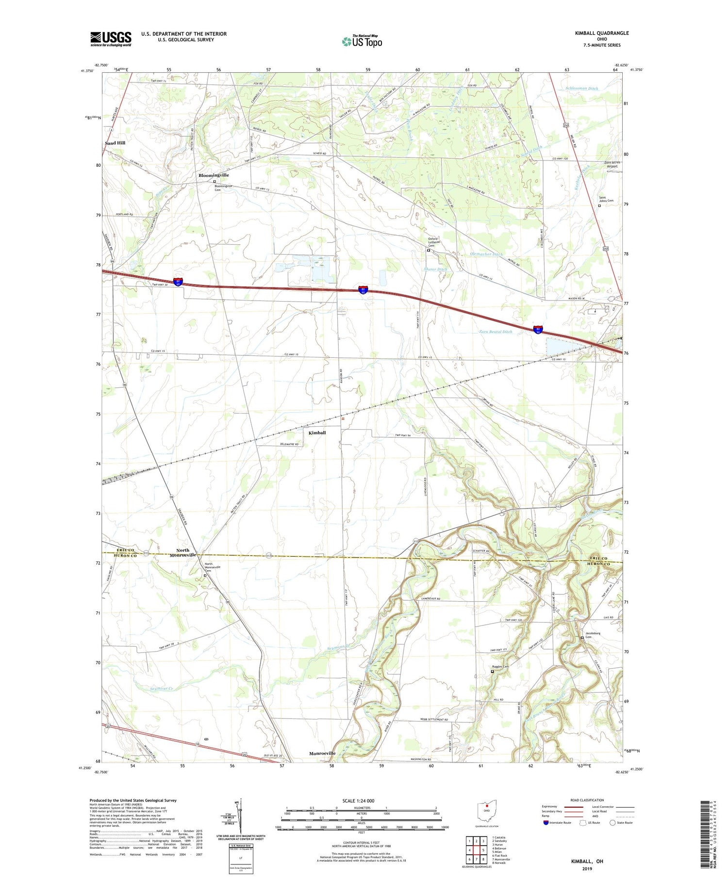 Kimball Ohio US Topo Map Image