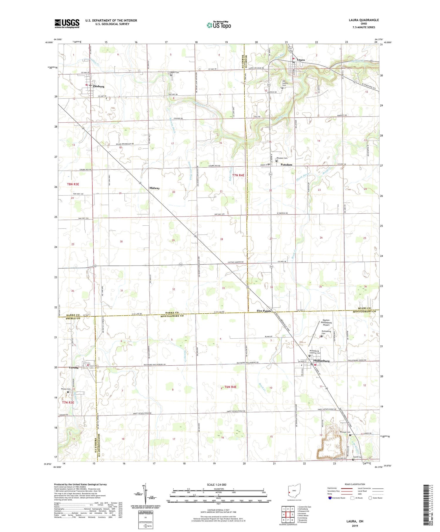Laura Ohio US Topo Map Image