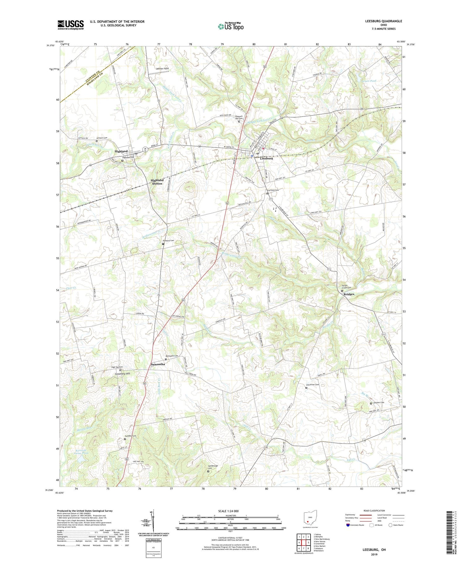 Leesburg Ohio US Topo Map Image